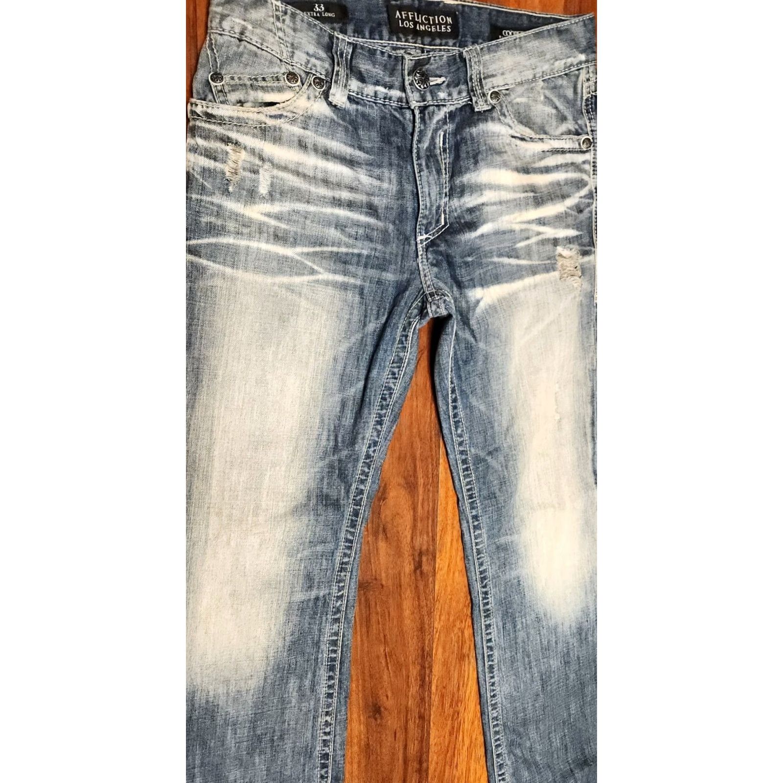 Affliction AFFLICTION Jeans Los Angeles Cooper Relaxed Boot Cut Men 33 Jeans Denim 100% Cotton Blue Size US 33 - 4 Thumbnail