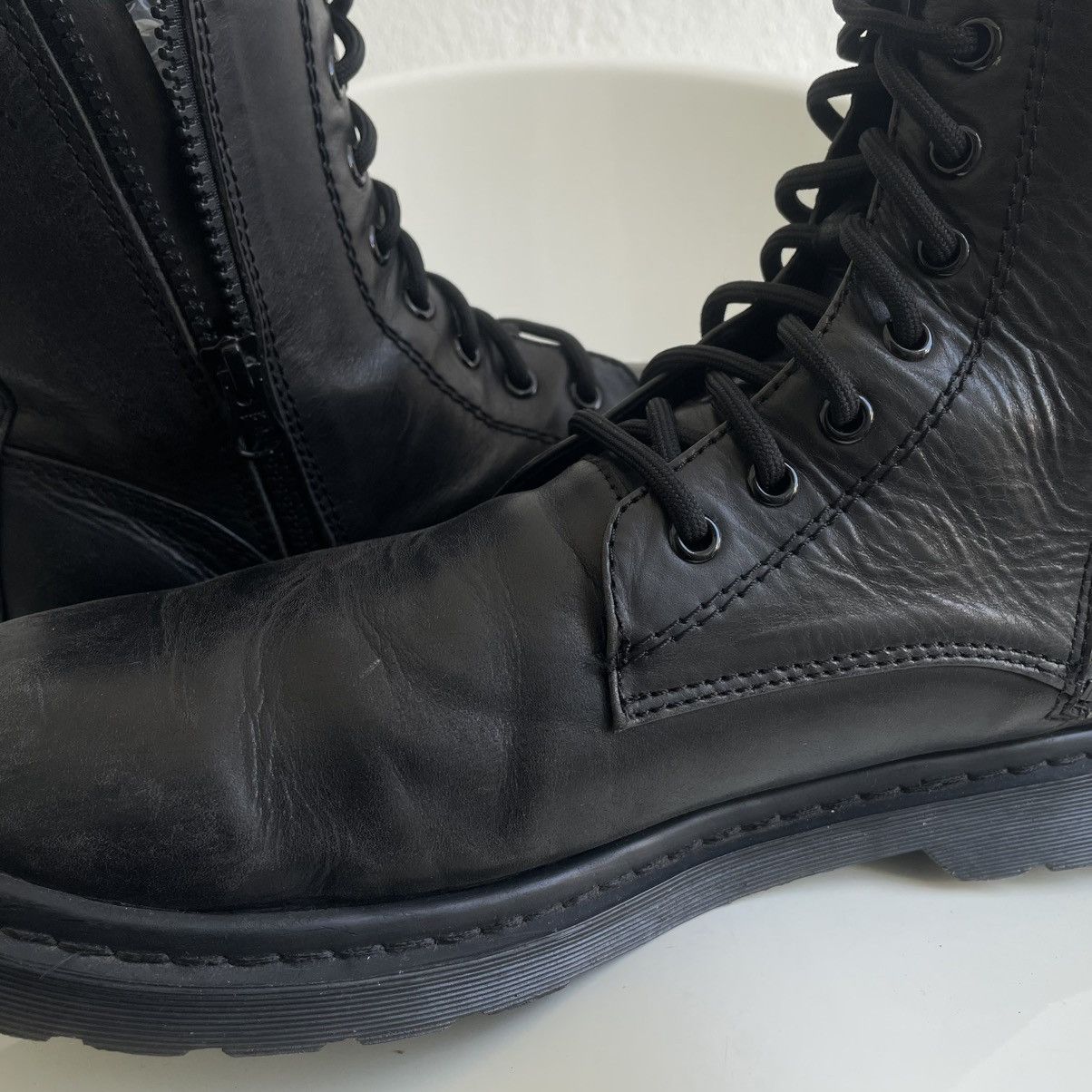 Limi Feu Very Rare! Limi Feu Leather Combat Boots with Side Zipper Size US 12 / EU 45 - 5 Thumbnail