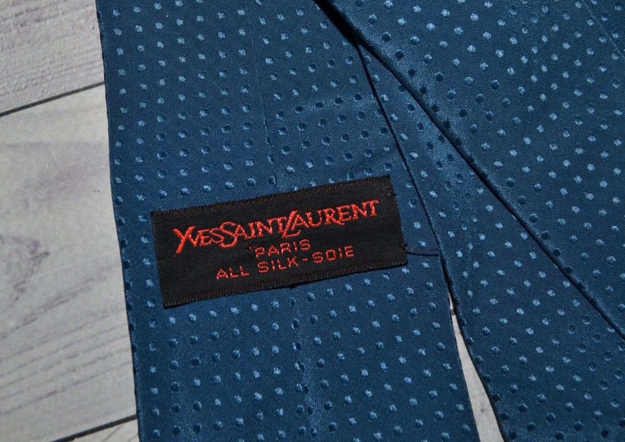 Yves Saint Laurent Vintage Tie Yves Saint Laurent Paris Blue All Silk-Soie Size ONE SIZE - 7 Thumbnail