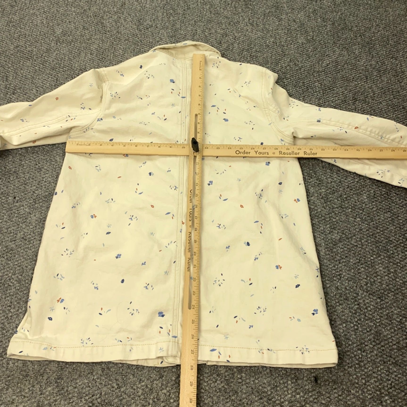 Vintage Free Assembly Jacket Women Large White Denim Floral Speckled Stretch Womens Size L / US 10 / IT 46 - 7 Thumbnail