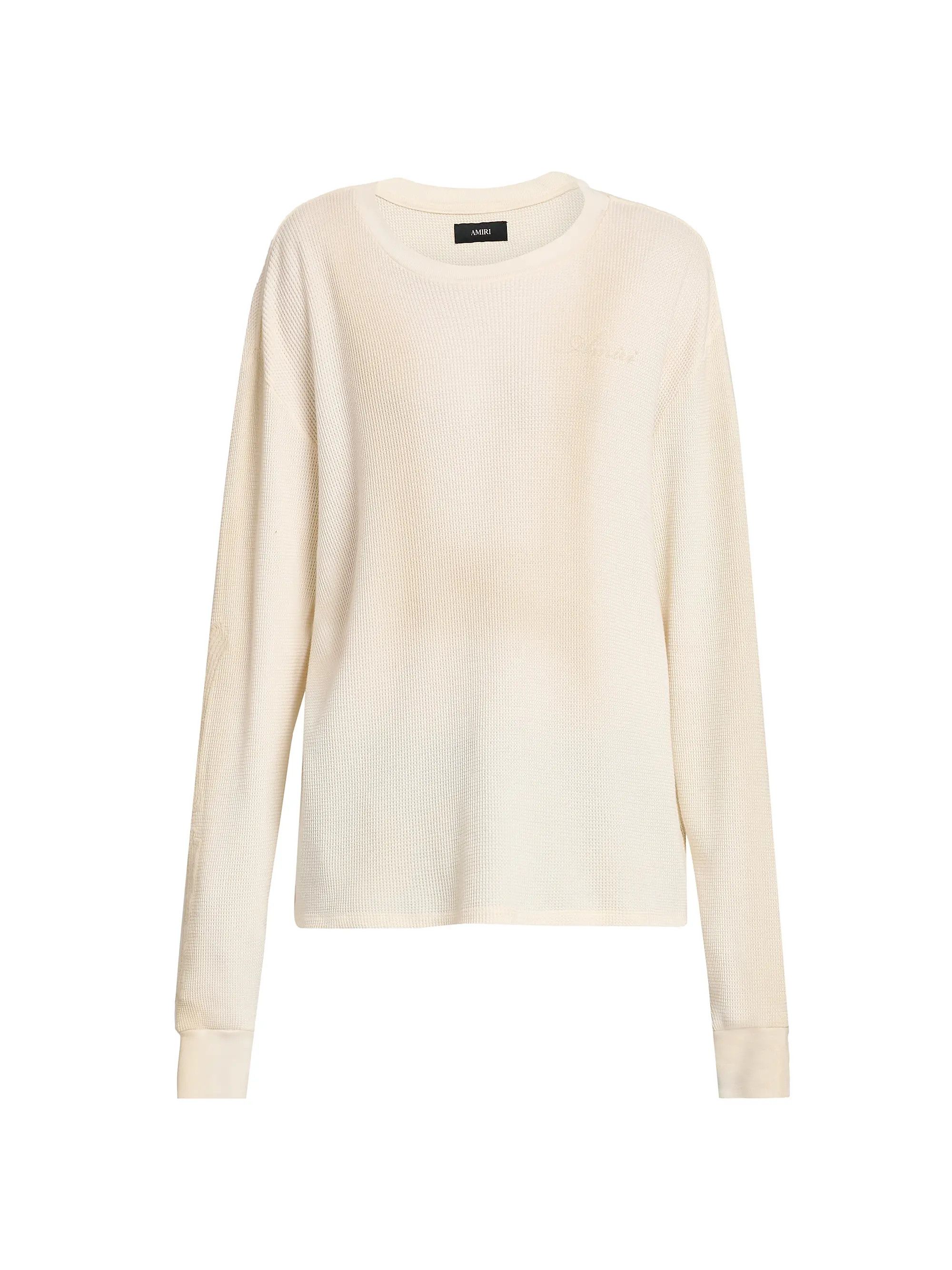 Amiri os11x0526 Bones Cotton Waffle-Knit Shirt in Ivory Size US XL / EU 56 / 4 - 1 Thumbnail