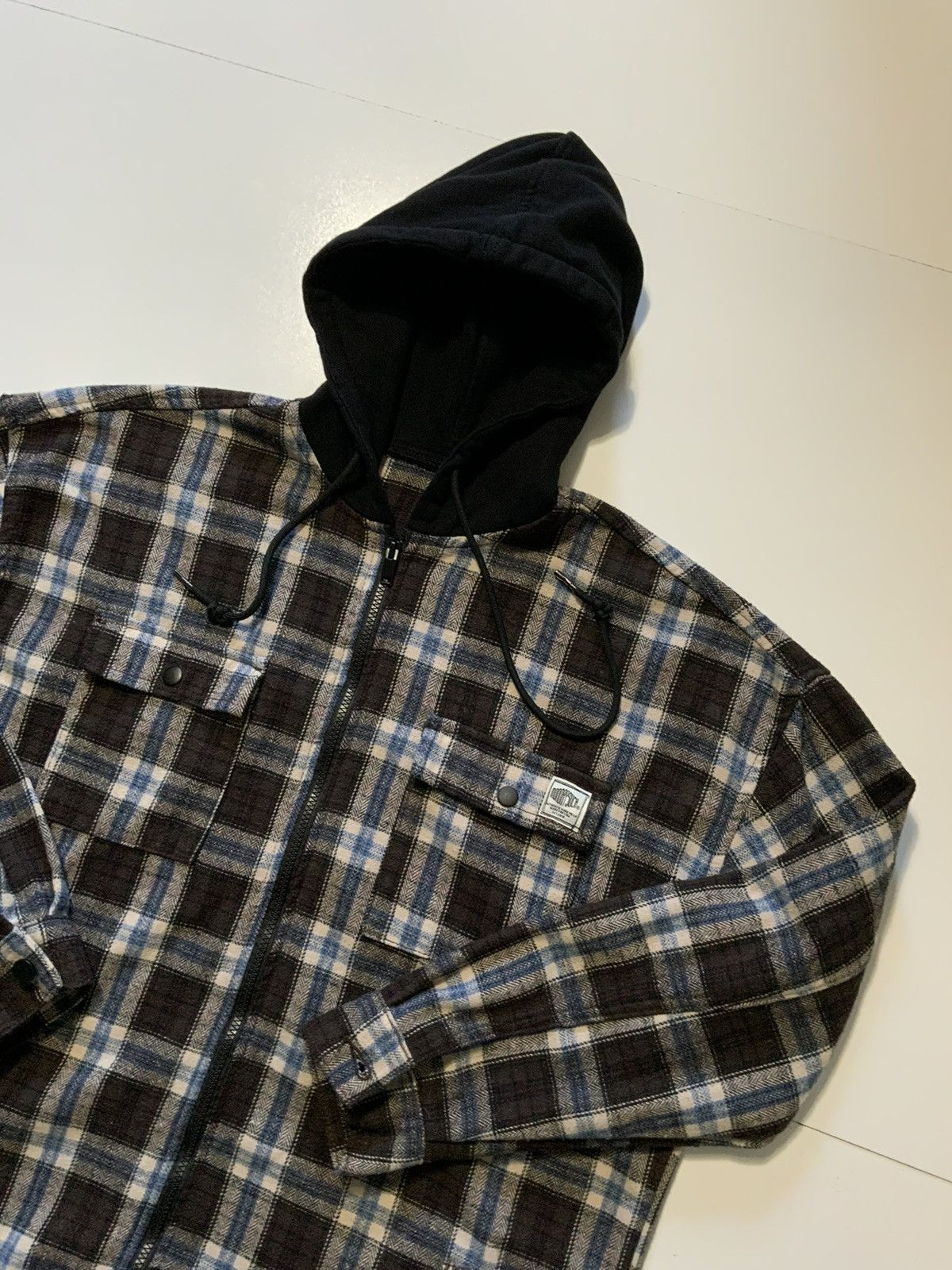 Mondaysuck MondaySuck Herringbone Plaid Zip Hooded Flannel Shirt Jacket Size US M / EU 48-50 / 2 - 3 Thumbnail