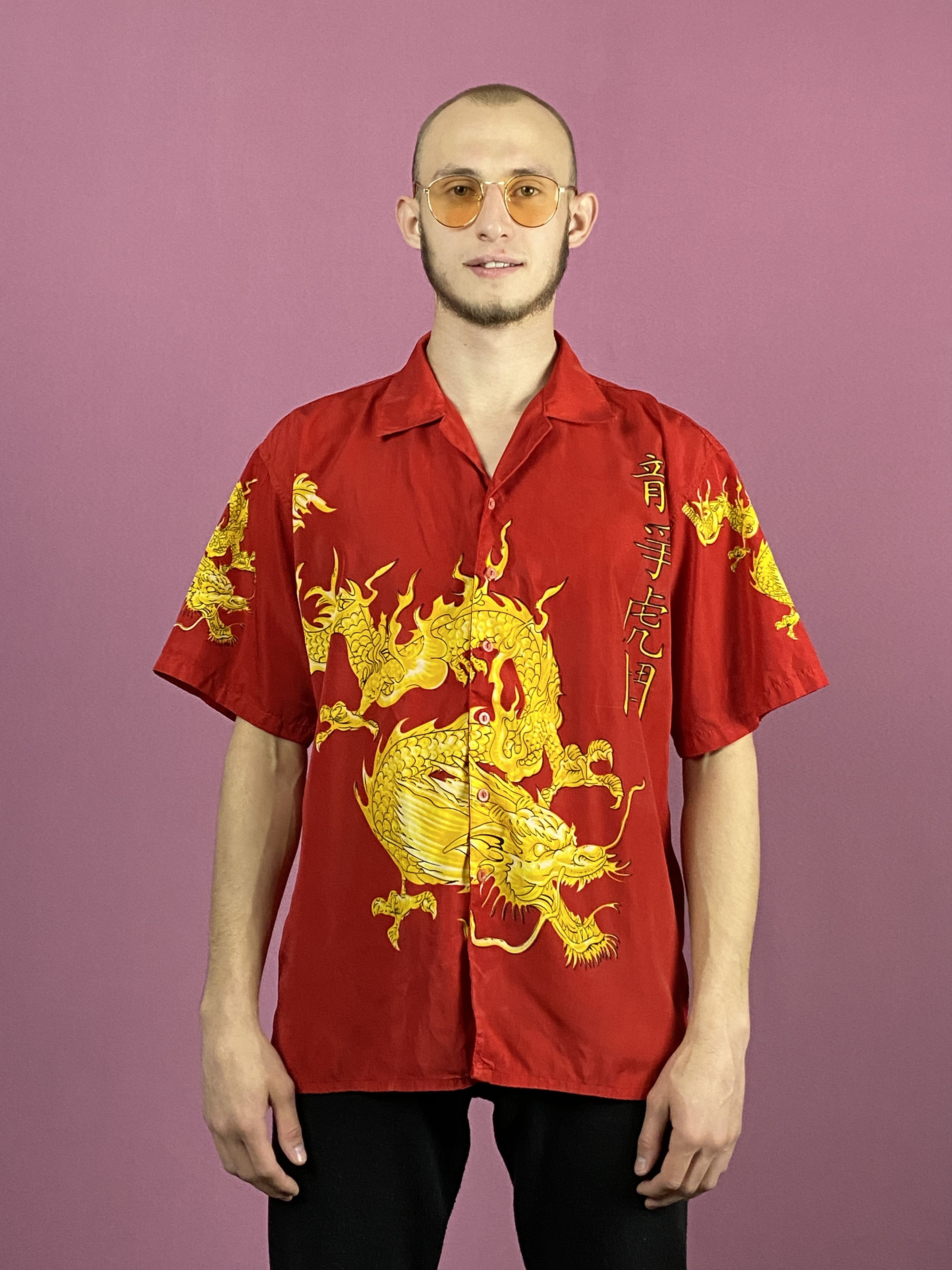 Japanese Brand × Vintage Vintage Men's Dragon Print Short Sleeve Shirt - M Size US M / EU 48-50 / 2 - 1 Thumbnail