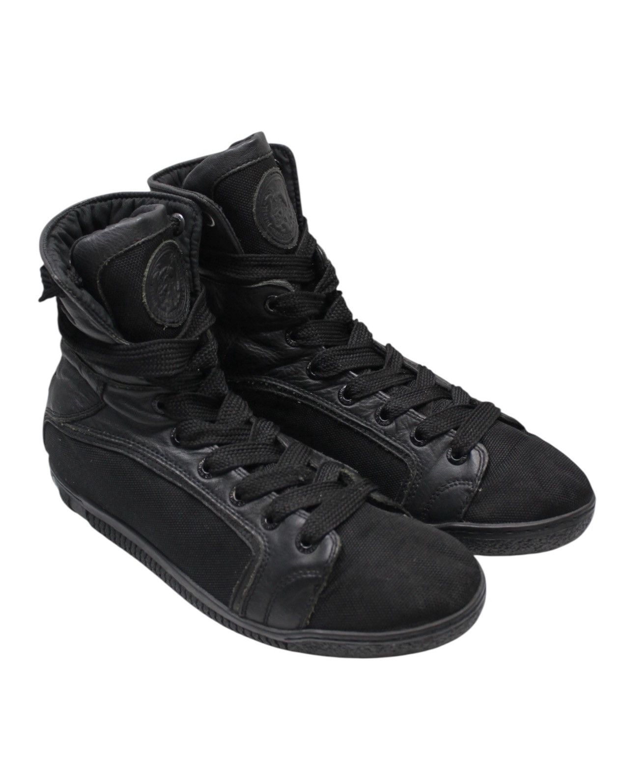 Diesel 2000S DIESEL “78” HIGH-TOP COMBAT LEATHER CANVAS SNEAKERS Size US 10 / EU 43 - 3 Thumbnail