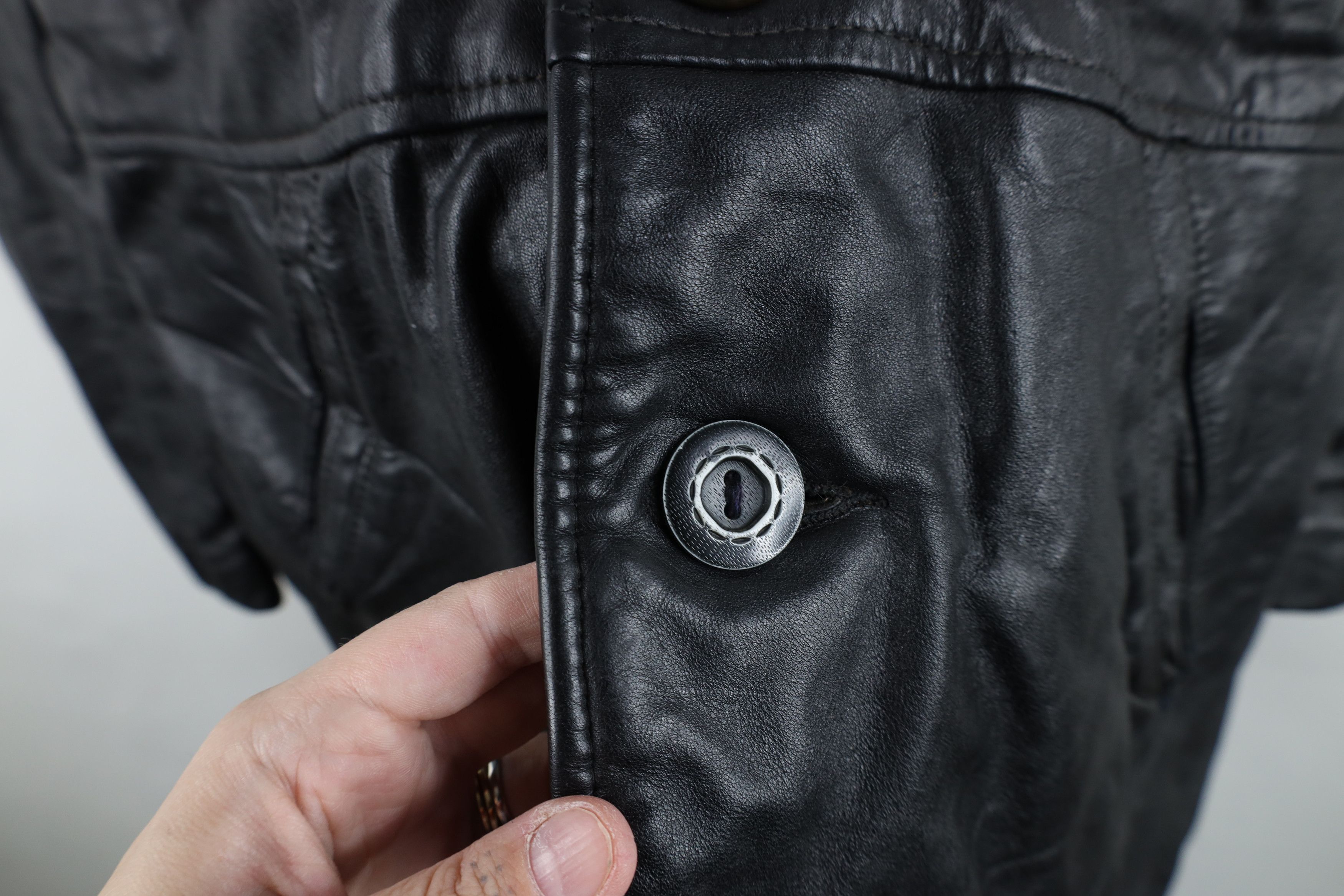 Vintage Vintage 60s 70s Streetwear Leather Jacket Coat Black USA Size US XXL / EU 58 / 5 - 6 Thumbnail