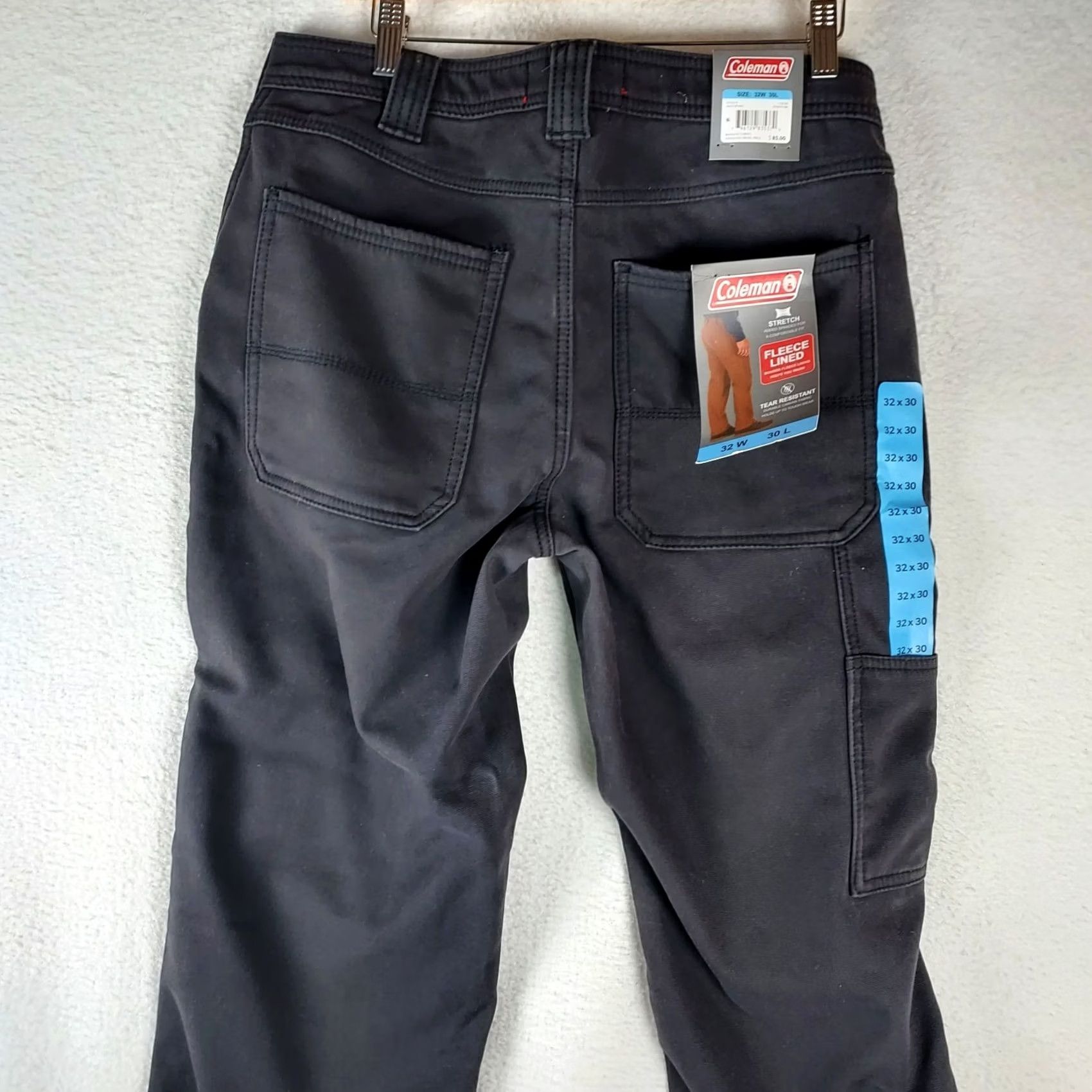 Vintage Coleman Men’s 32x30 Phantom Fleece Lined Stretch Canvas Work Pants NWT Gray Flat Front Button Accents Regular Inseam 30 Mens Pants Size US 32 / EU 48 - 3 Thumbnail