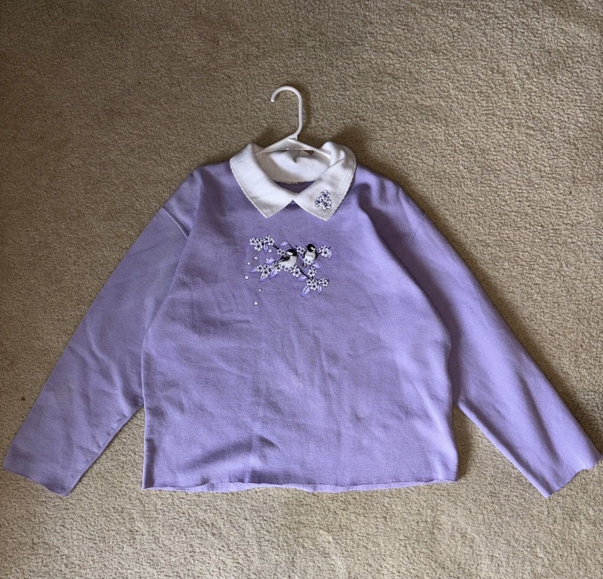 Vintage Vintage Chickadees Embroidered Sweatshirt Floral Womens L Size L / US 10 / IT 46 - 1 Thumbnail