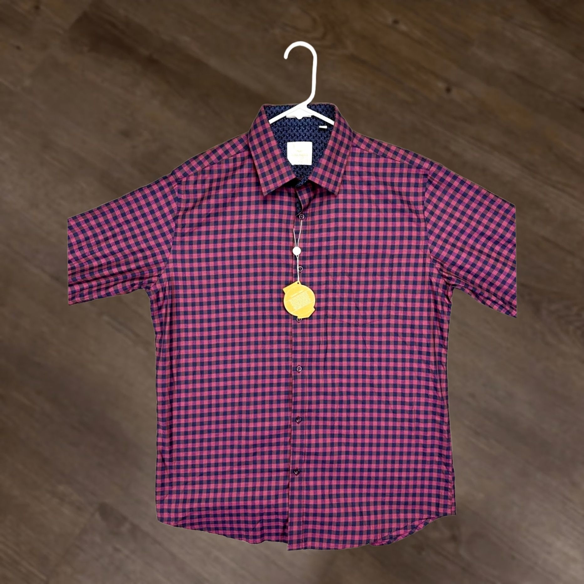 Vintage Park Avenue Shirt Mens Large 42 CM Maroon Gingham Plaid Slim Fit Button Up NEW Size US L / EU 52-54 / 3 - 1 Thumbnail
