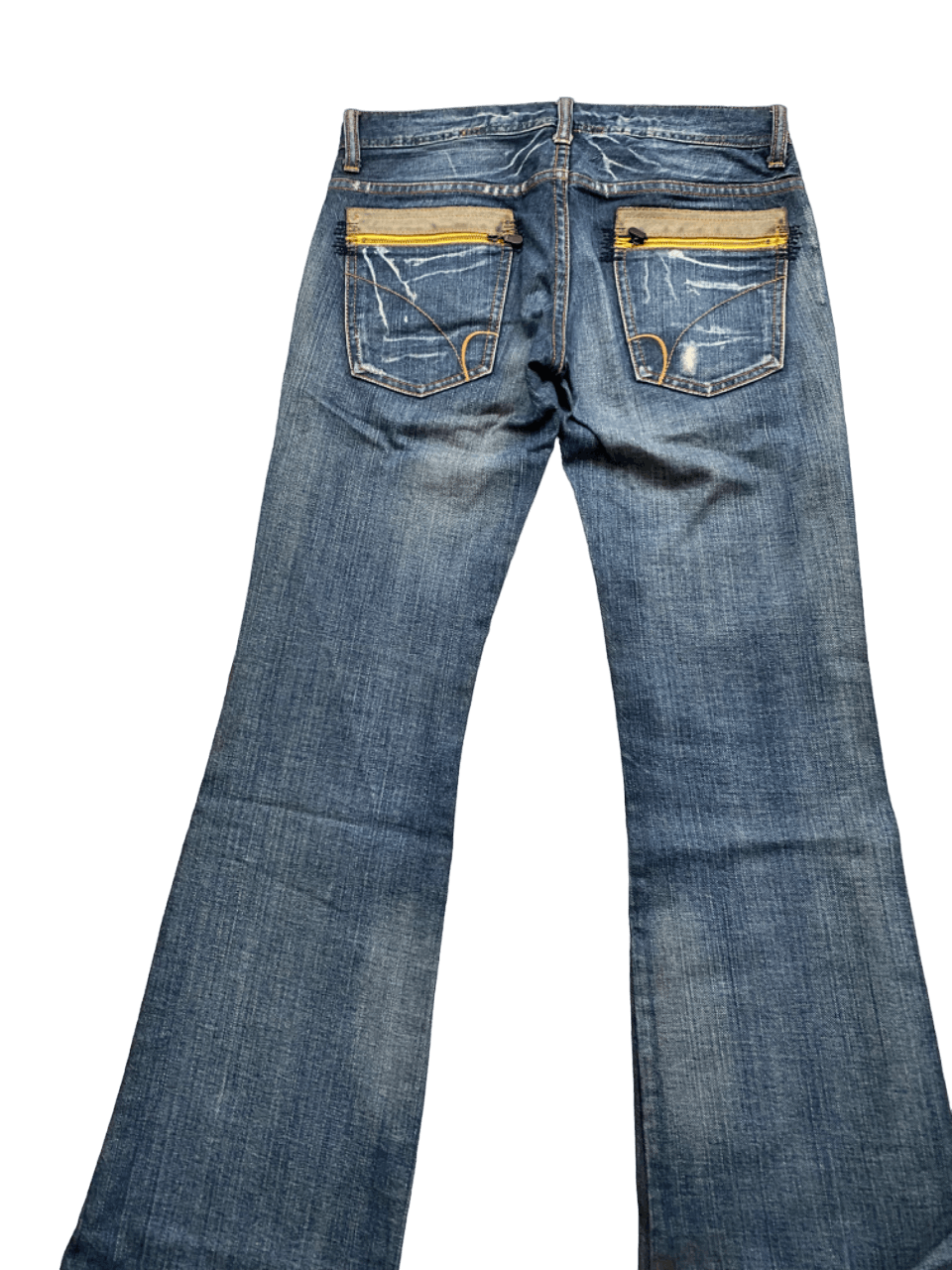 If Six Was Nine Flared Distressed Back Number Bush Pants Jeans Size 31" - 5 Thumbnail