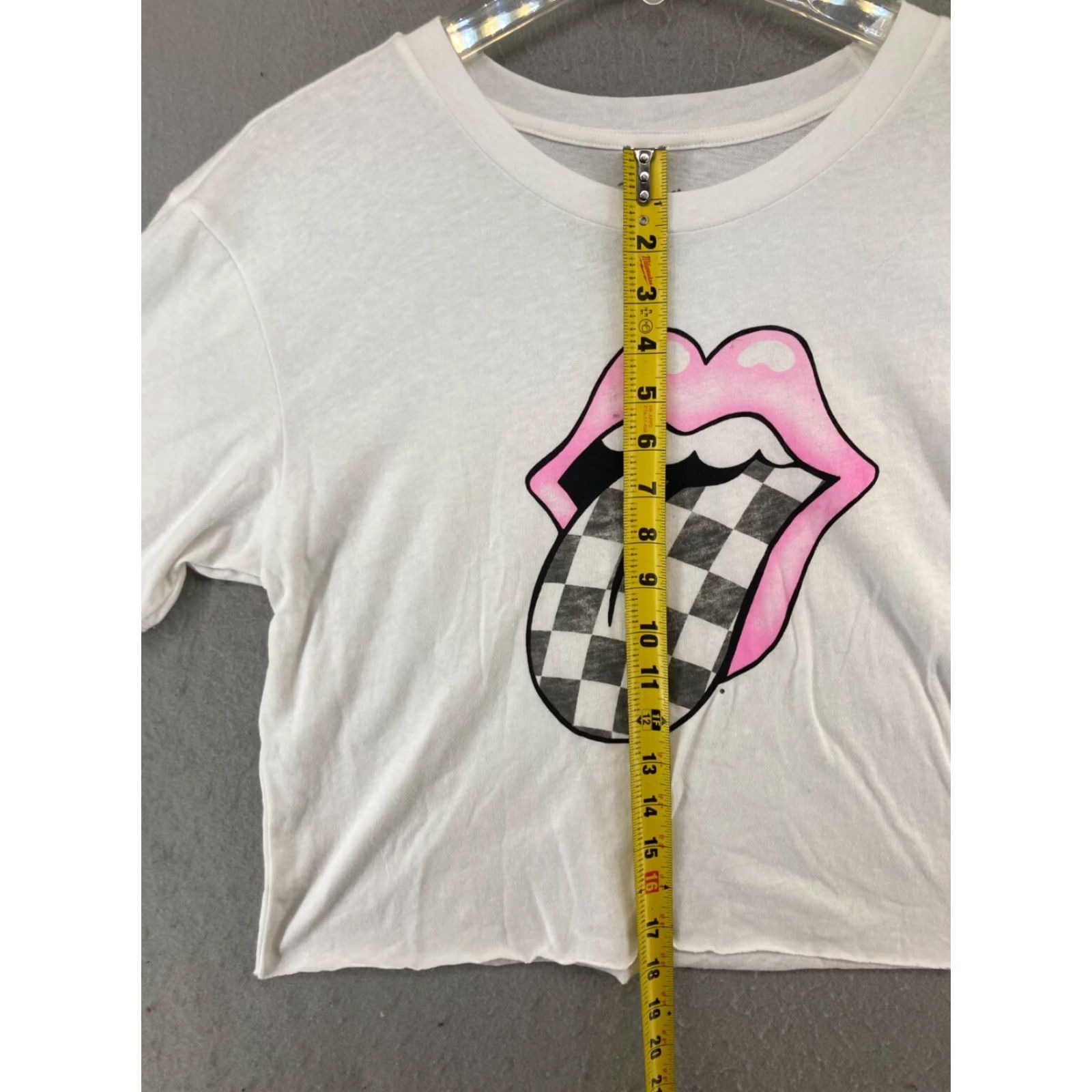 Vintage The Rolling Stones Graphic Print Cropped T-Shirt Womens XS White 80s Rock Size XS / US 0-2 / IT 36-38 - 3 Thumbnail
