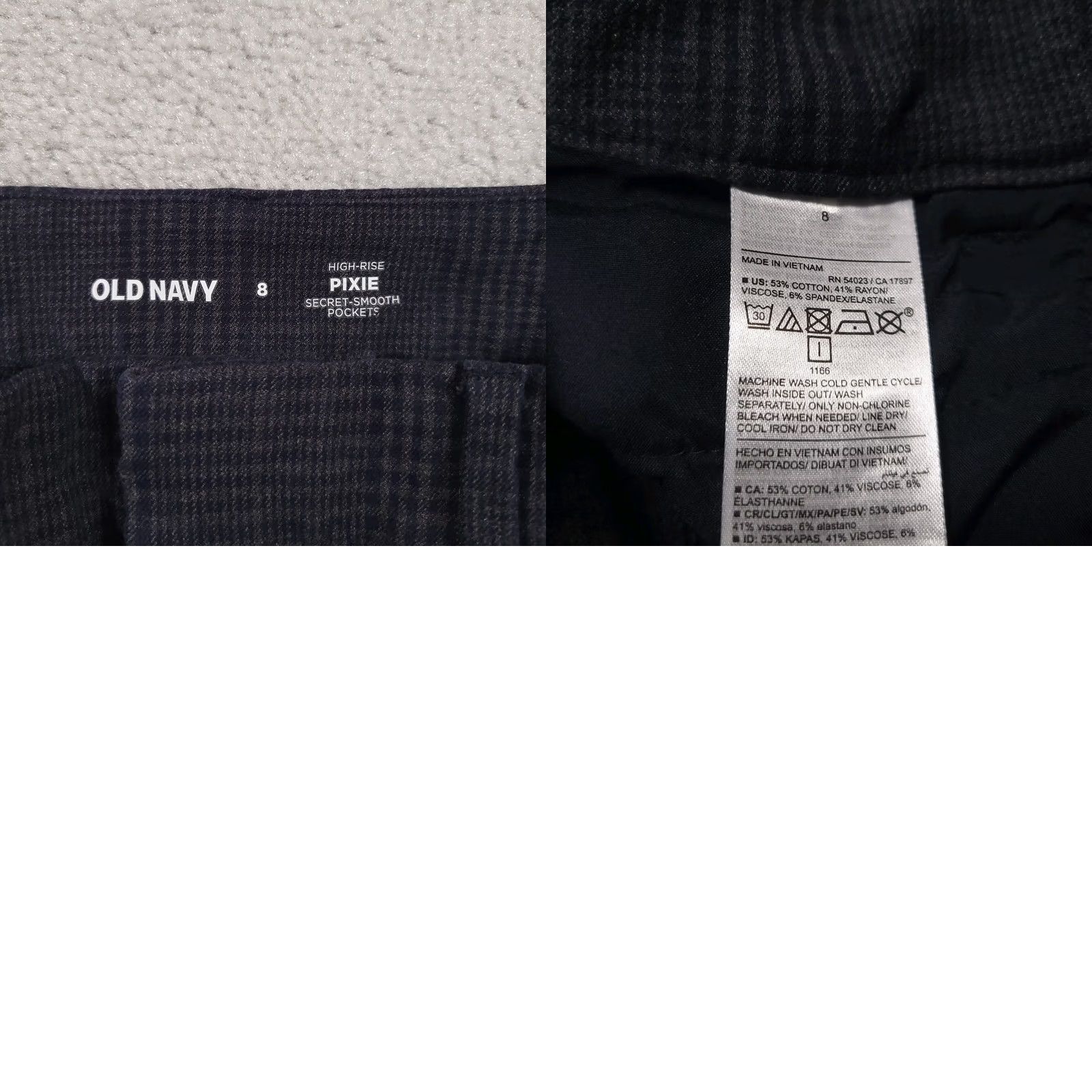Old Navy VINTAGE Old Navy Pixie High-Rise Pants Secret-Slim Pockets Women's 8 Blue Plaid Knit Size 28" / US 6 / IT 42 - 9 Thumbnail