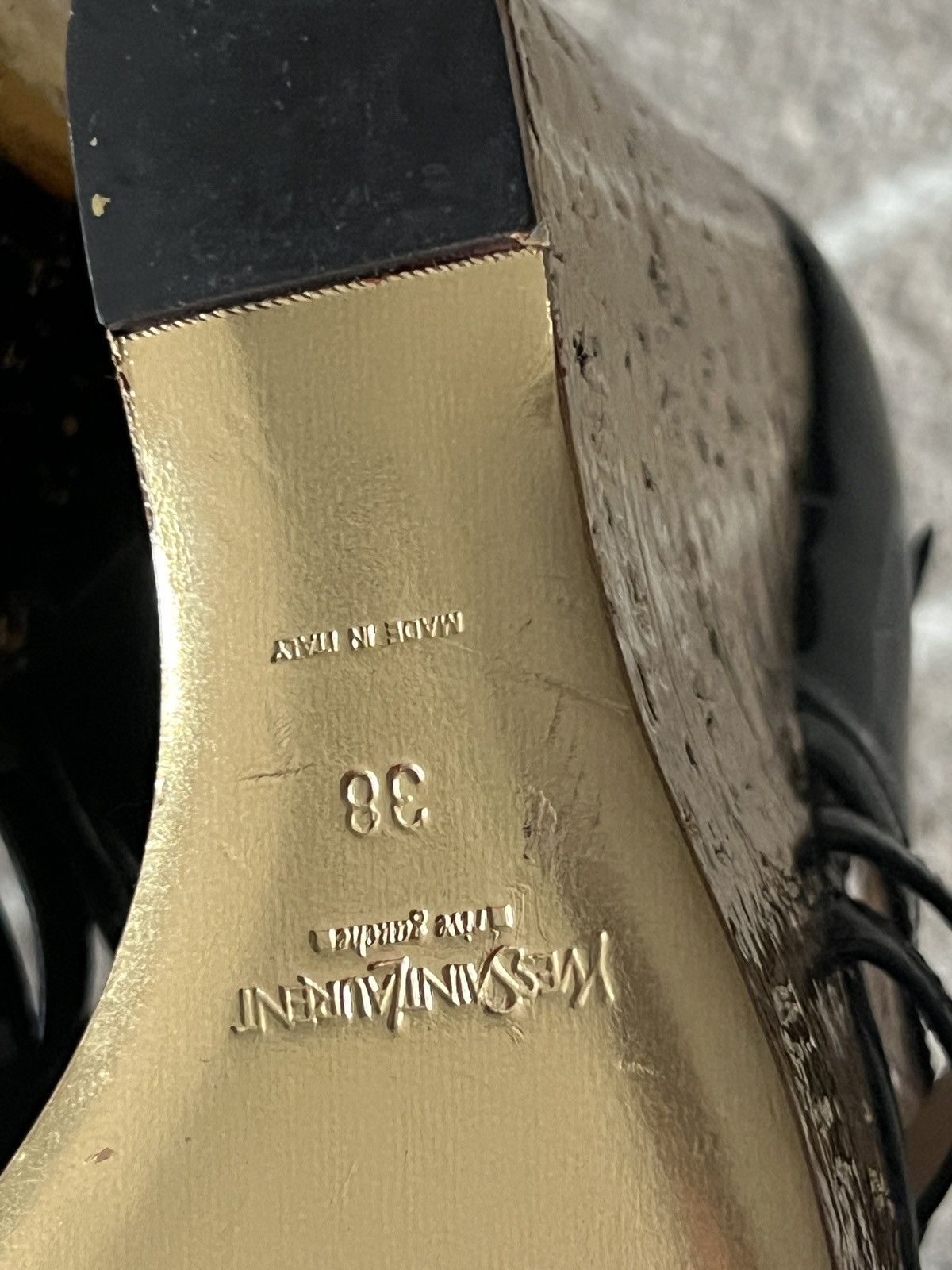 Yves Saint Laurent Yves Saint Laurent Black Leather Straps Gold Cork Wedge Size US 7 / IT 37 - 16 Thumbnail