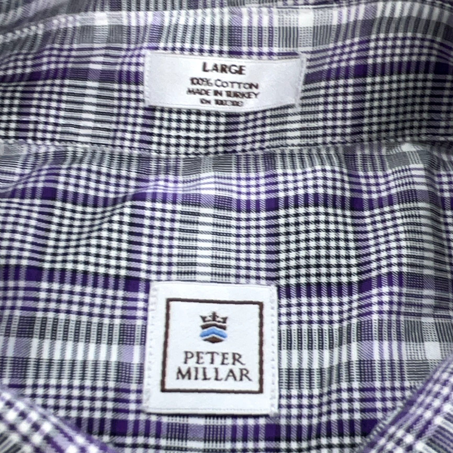 Peter Millar Peter Millar Shirt Men L Purple Button Up Plaid Dress Poplin Flat Pocket Size 42R - 4 Thumbnail