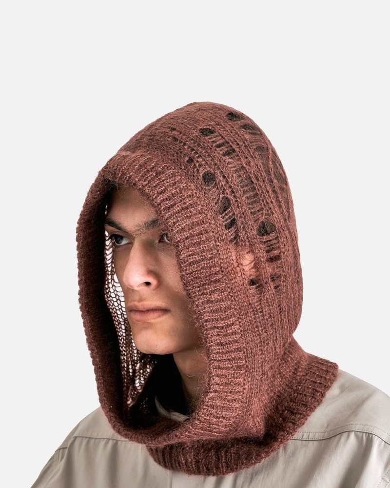 Rick Owens Rick Owens Destroyed Knit Mohair Wool Hood in Henna Size ONE SIZE - 1 Thumbnail