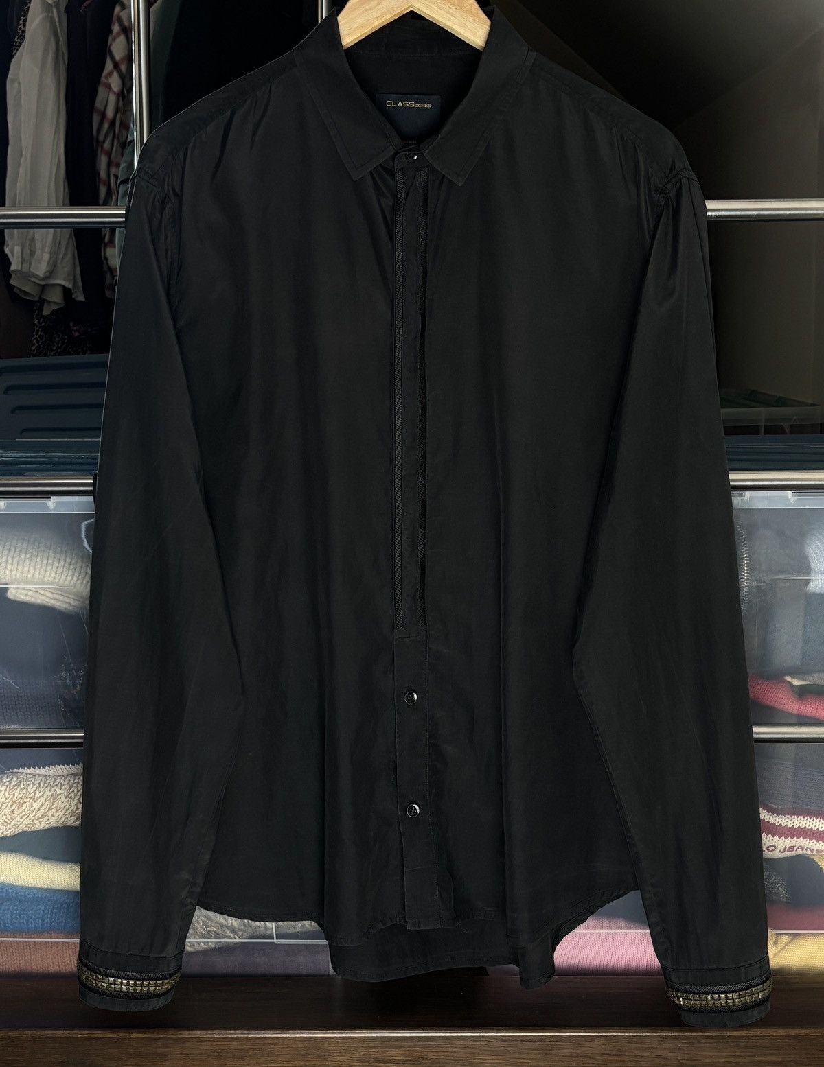 Roberto Cavalli Roberto Cavalli Class avant garde silk & cotton black shirt Size US L / EU 52-54 / 3 - 1 Thumbnail