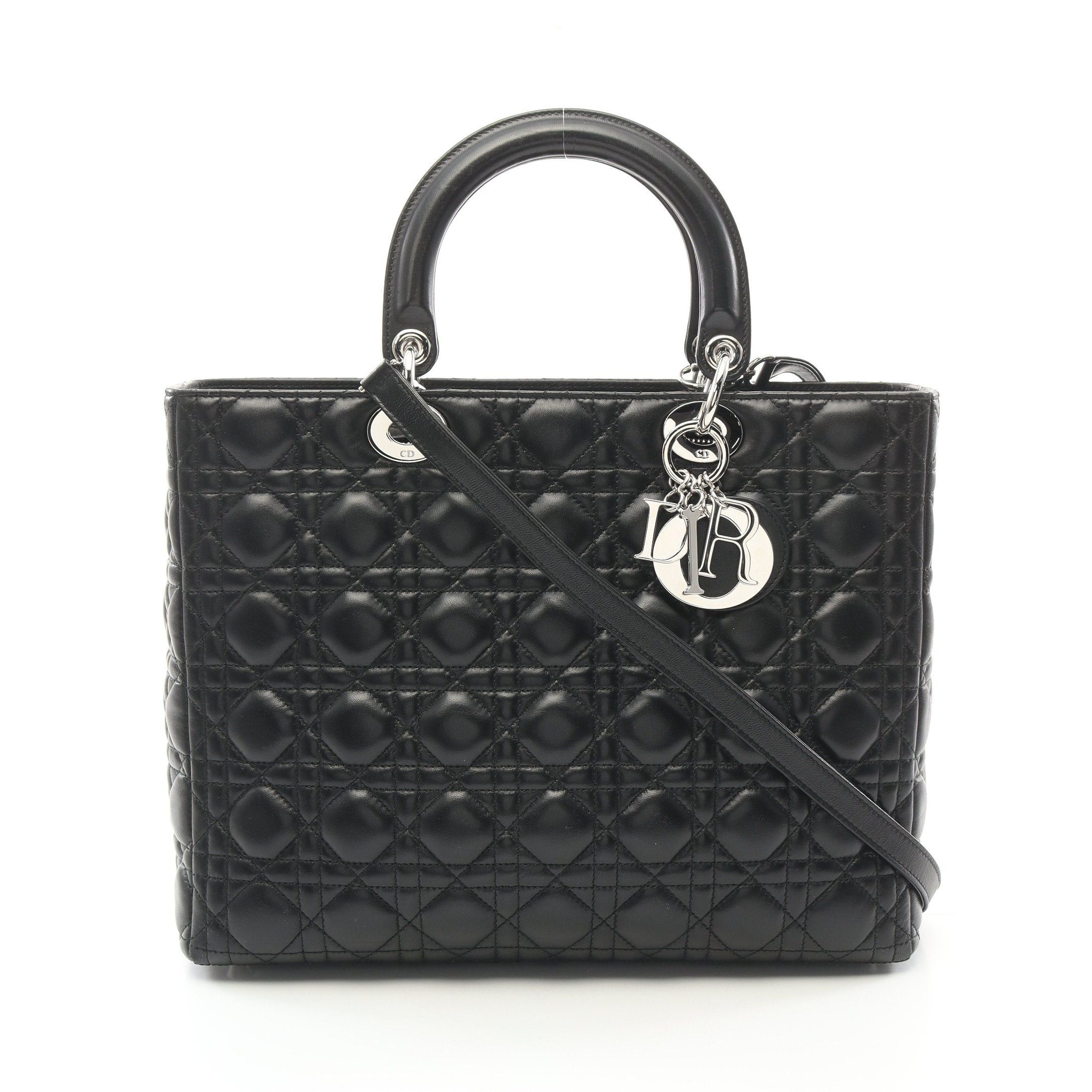 Dior Dior Lady Dior Canage Large Handbag Leather Black Size ONE SIZE - 1 Thumbnail