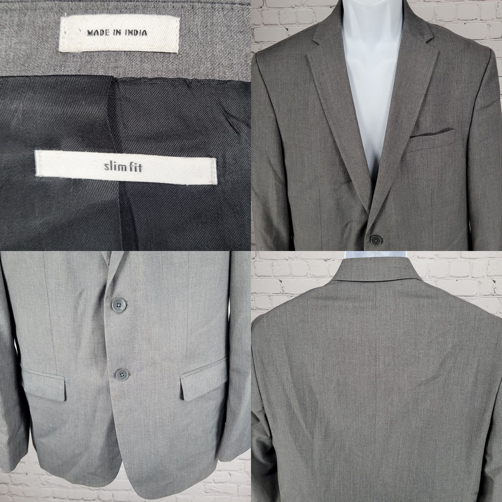 Calvin Klein Calvin Klein Grey Slim Fit 2 Button Vented Notch Blazer Sport Coat Large L Size 42R - 8 Thumbnail