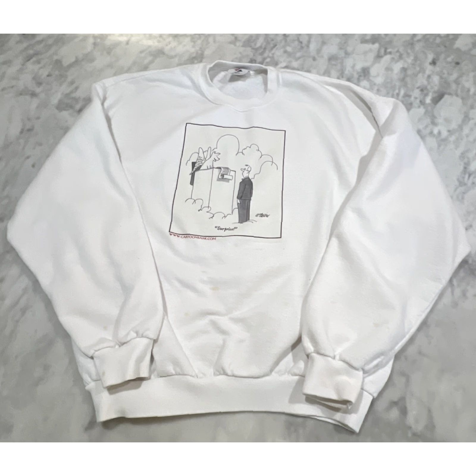 Jerzees VINTAGE Jerzees Sweatshirt Dog God Heaven Gate Graphic Large Crew Neck Long Sleeve White Adult Men L Pullover Cartoonbank Size US L / EU 52-54 / 3 - 4 Thumbnail