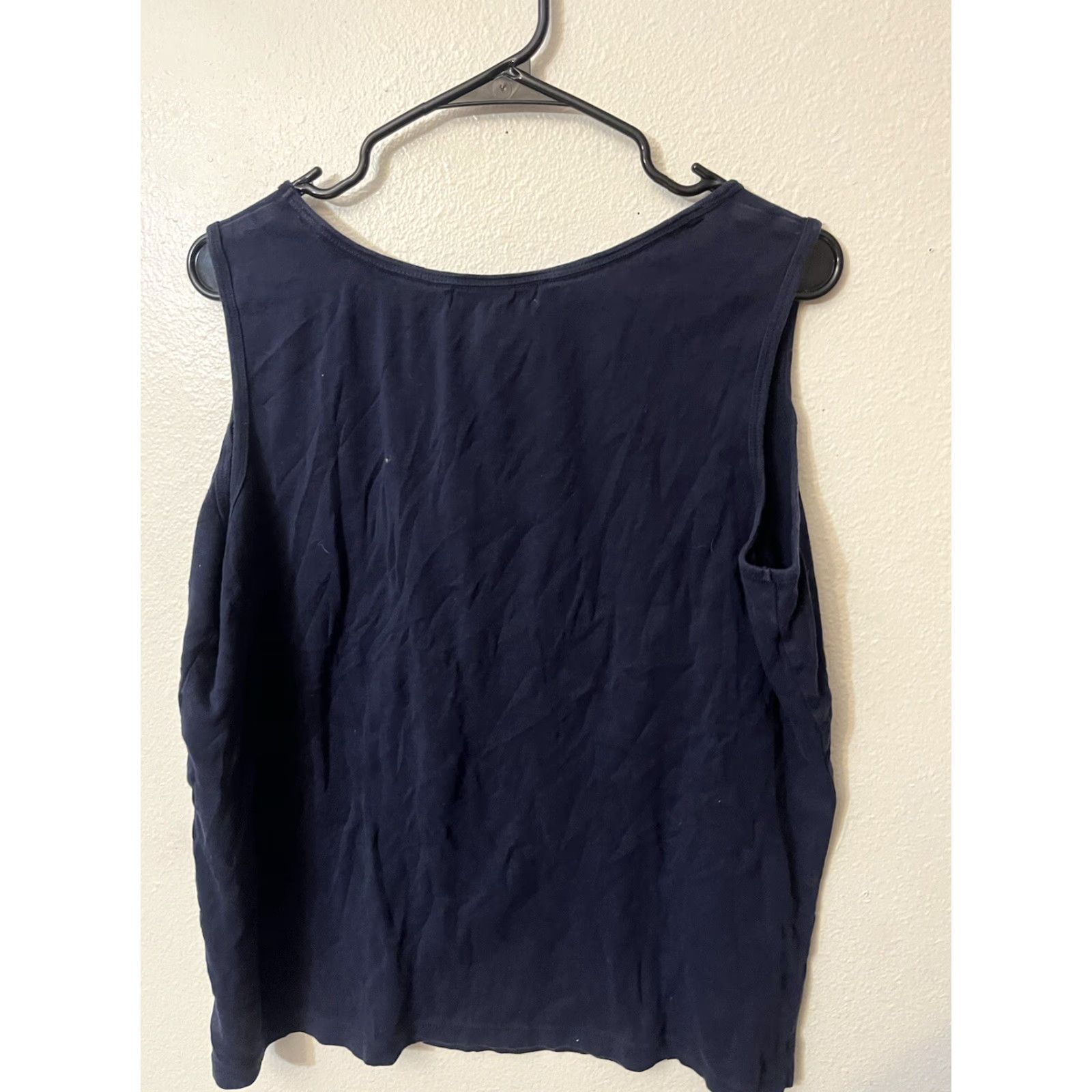Ralph Lauren VINTAGE Ralph Lauren Tank Shirt Women 2X Navy Blue Sleeveless V-Neck Plus Size Size XXL / US 16-18 / IT 52-54 - 4 Thumbnail