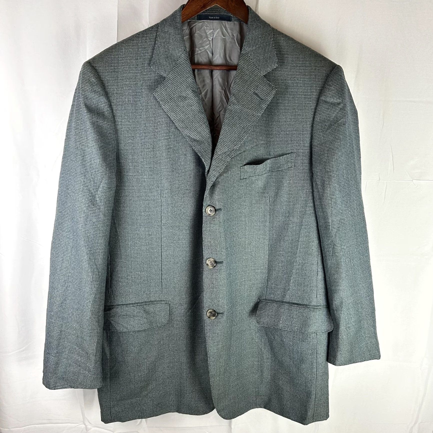 Ermenegildo Zegna Ermenegildo Zegna Sport Coat Mens 46 Blue Green Check Trofeo Wool Italy Blazer Jacket Coat Size 46R - 2 Thumbnail