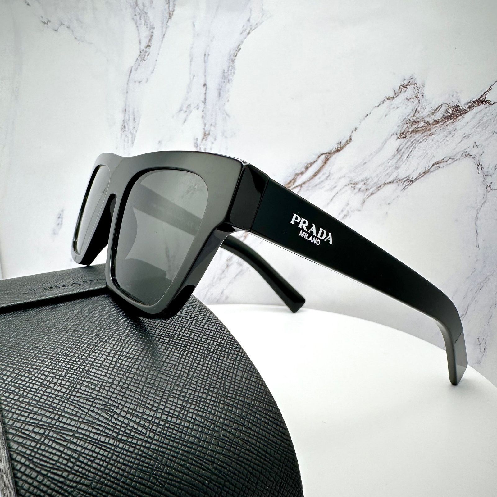 Prada NEW PRADA Sunglasses Black Square Rectangle w/ Box & Case Size ONE SIZE - 19 Thumbnail