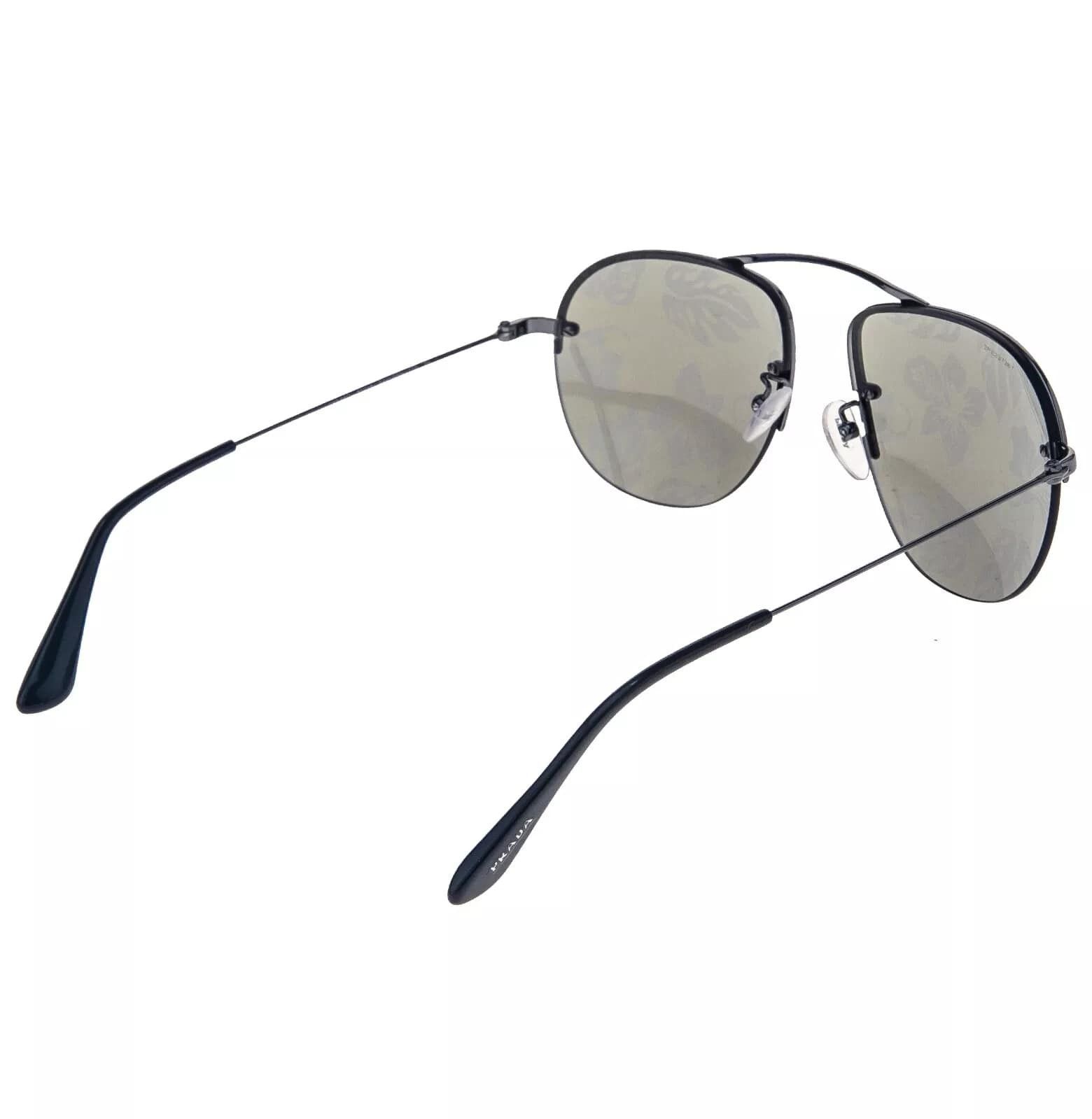 Prada PRADA TEDDY PR58OS Aviator Gunmetal Blue Hibiscus 58O Size ONE SIZE - 8 Thumbnail