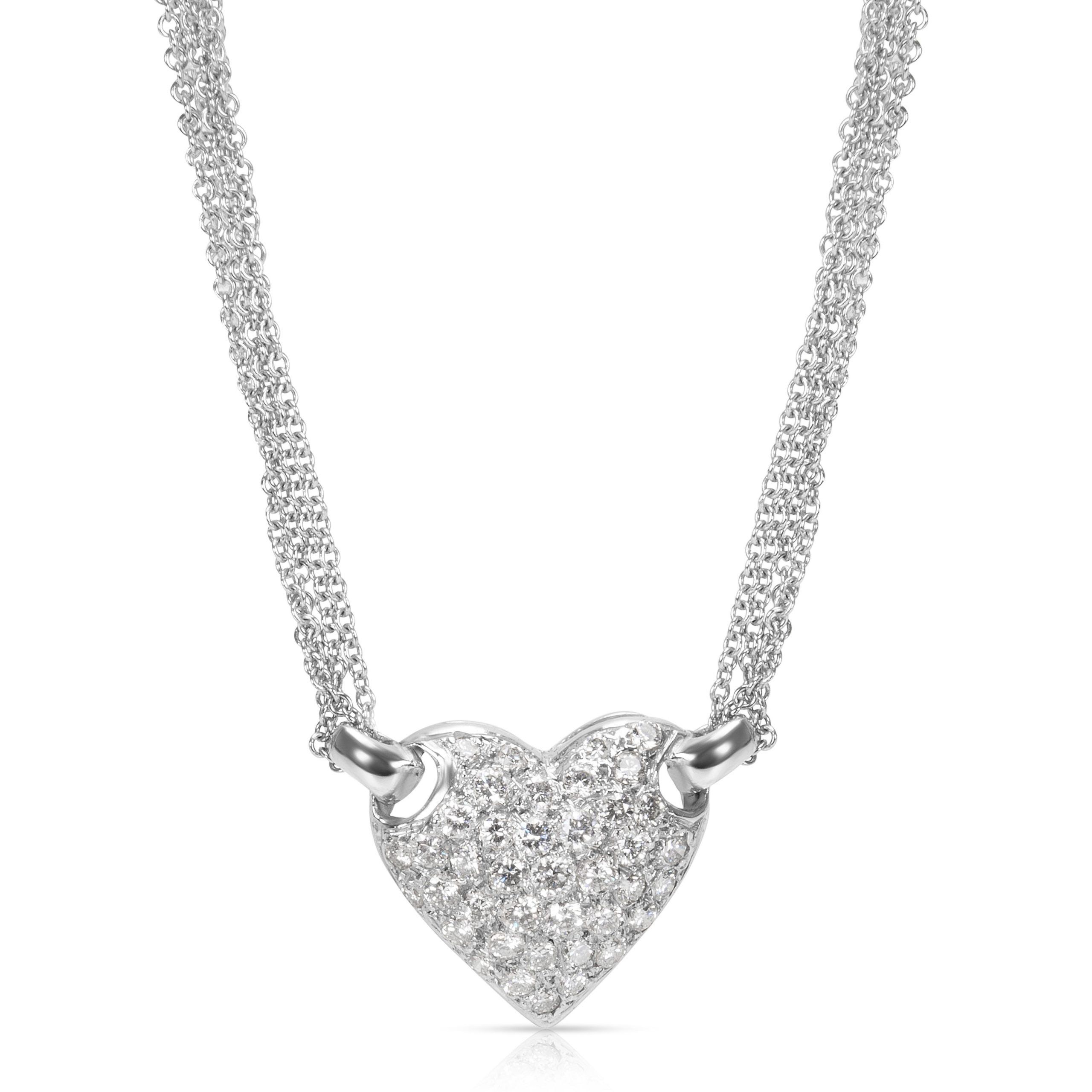 image of Louis Vuitton Pave Diamond Heart Pendant In 18K White Gold (1.75 Ctw), Women's