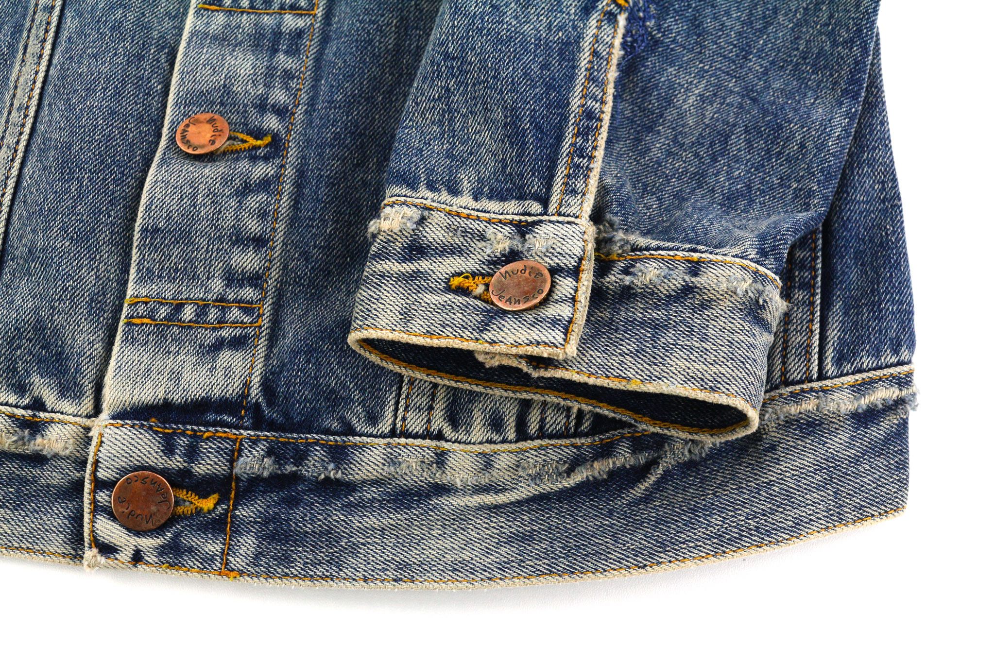 Nudie Jeans BILLY S Shimmering Indigo Washed Distress Polo Jacket 82485 Size US S / EU 44-46 / 1 - 5 Thumbnail