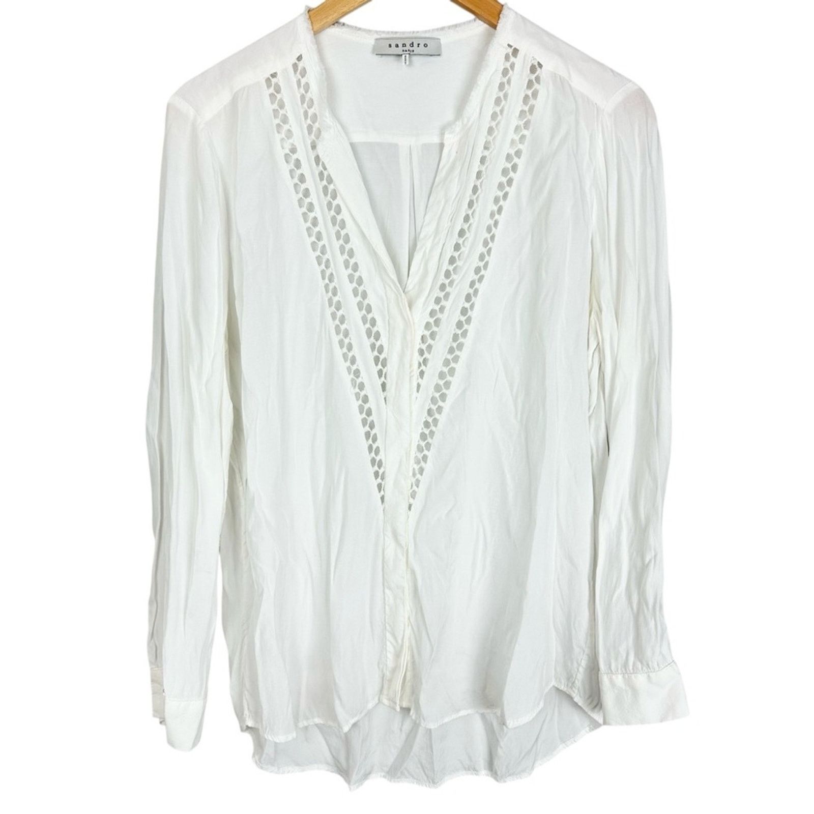 Sandro Sandro White Long Sleeve Relaxed Celeste Tunic Blouse Size 8 Size M / US 6-8 / IT 42-44 - 2 Thumbnail
