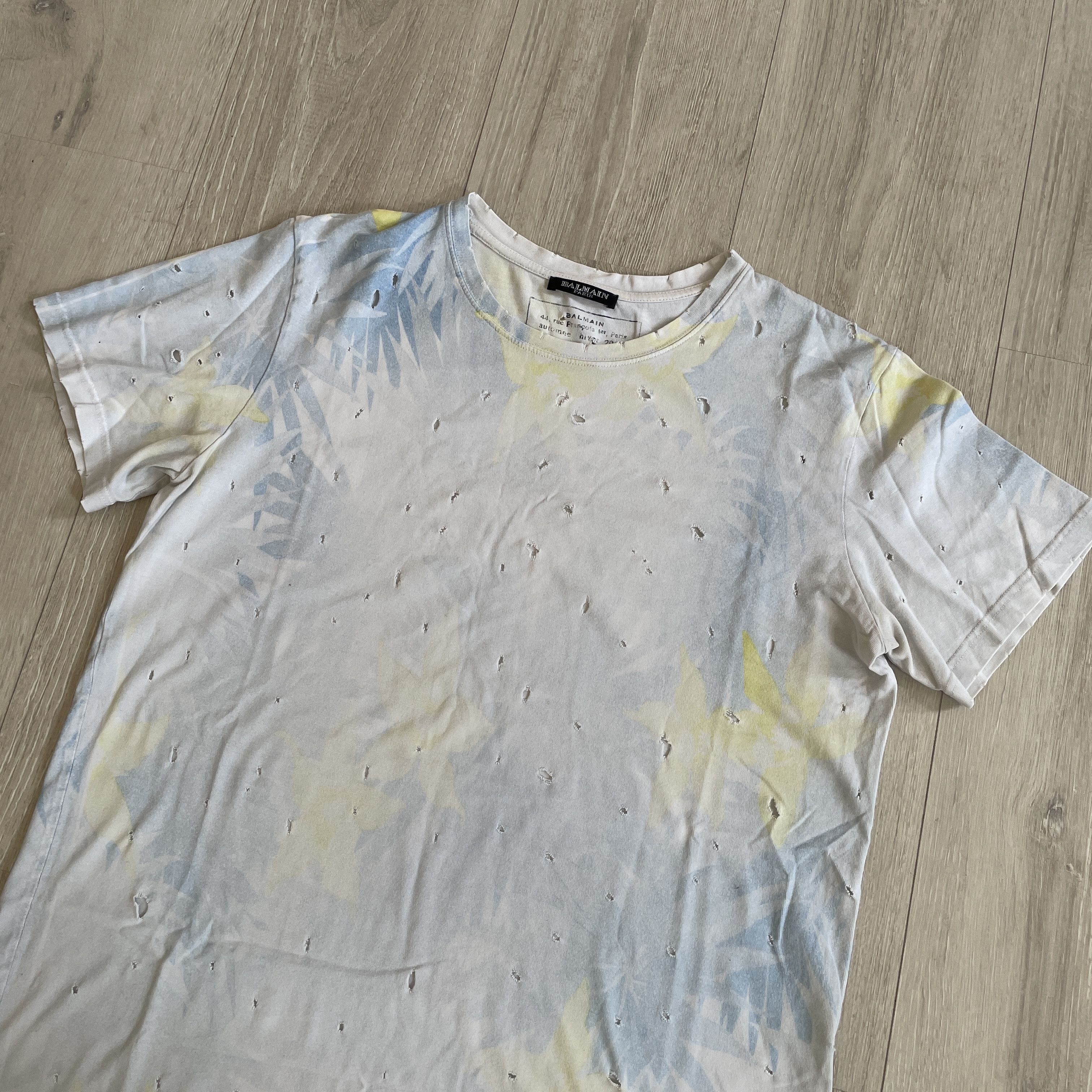 Balmain Balmain AW10 ripped tropical t-shirt by Christophe Decarnin Size US M / EU 48-50 / 2 - 4 Thumbnail