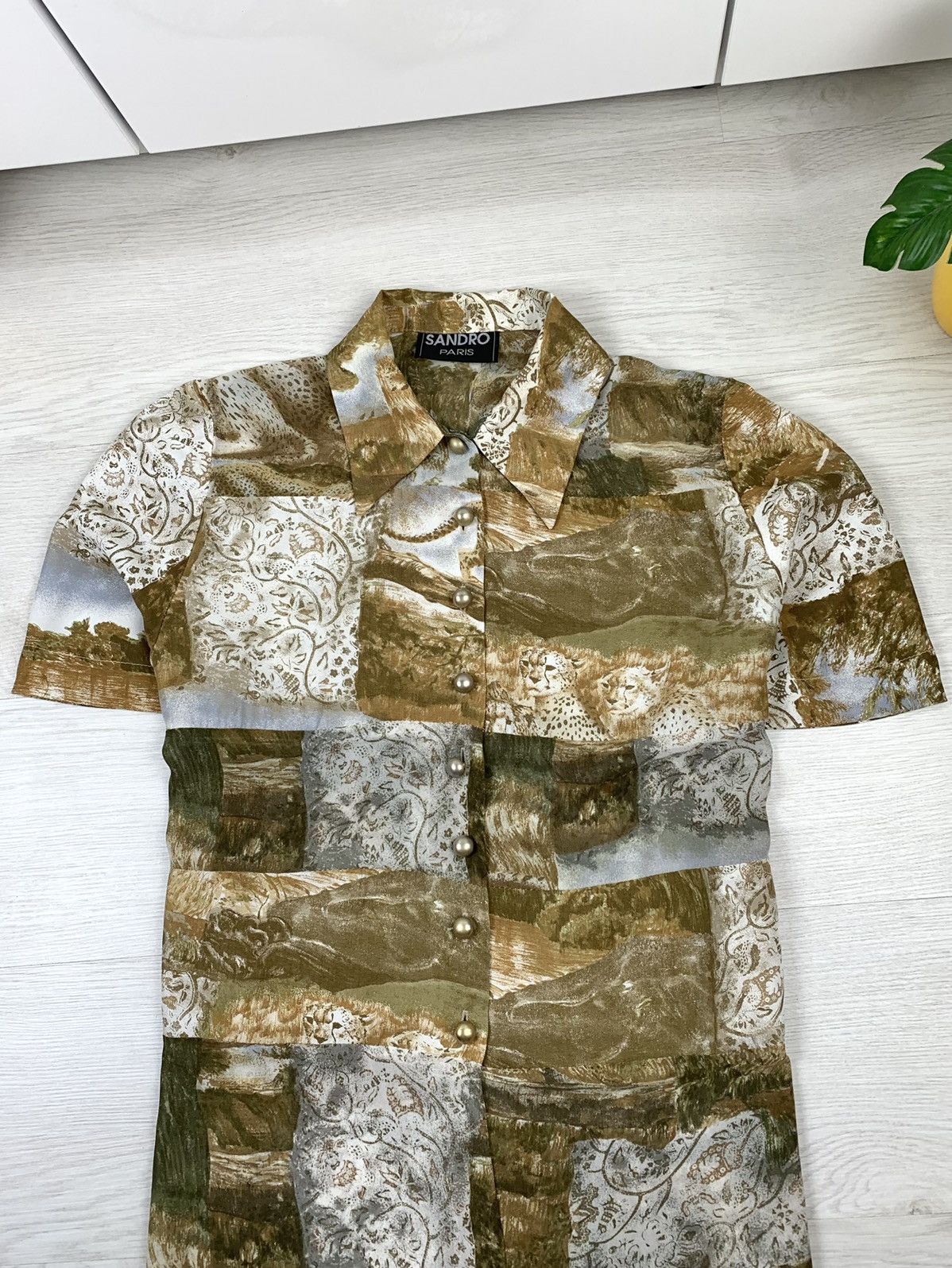Sandro Sandro Paris Vintage 80s Women’s Blouse Shirt Size L / US 10 / IT 46 - 2 Thumbnail