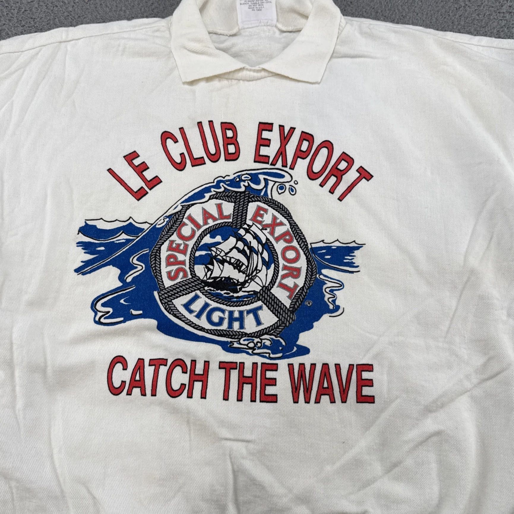 Vintage VINTAGE WEK Sweatshirt Men XL White 90s Special Export Beer Catch The Wave Club Size US XL / EU 56 / 4 - 2 Thumbnail