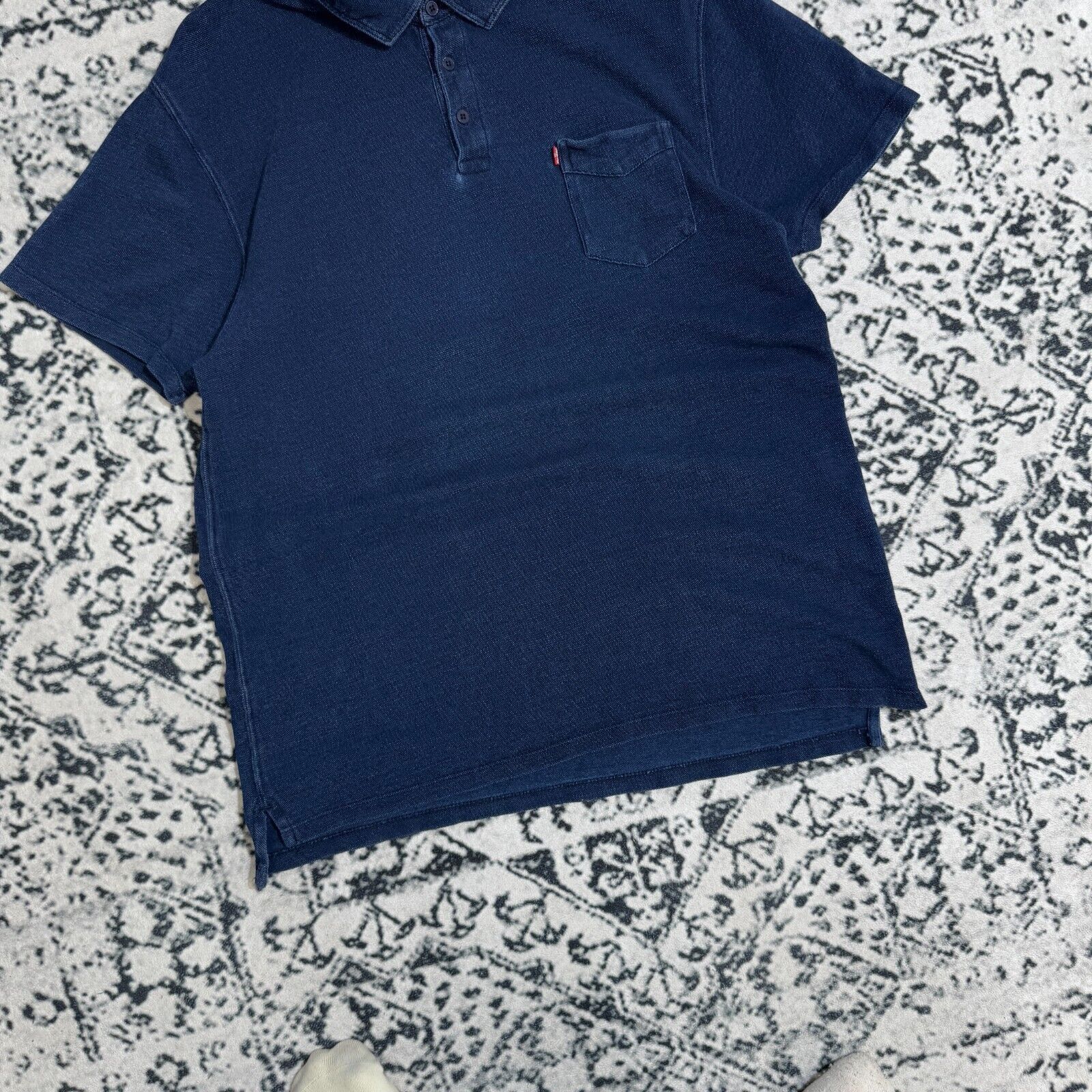 Levi's × Vintage Vintage Levi’s Unisex Navy Cotton Polo Shirt Size L Y2K 90s Size US L / EU 52-54 / 3 - 3 Thumbnail