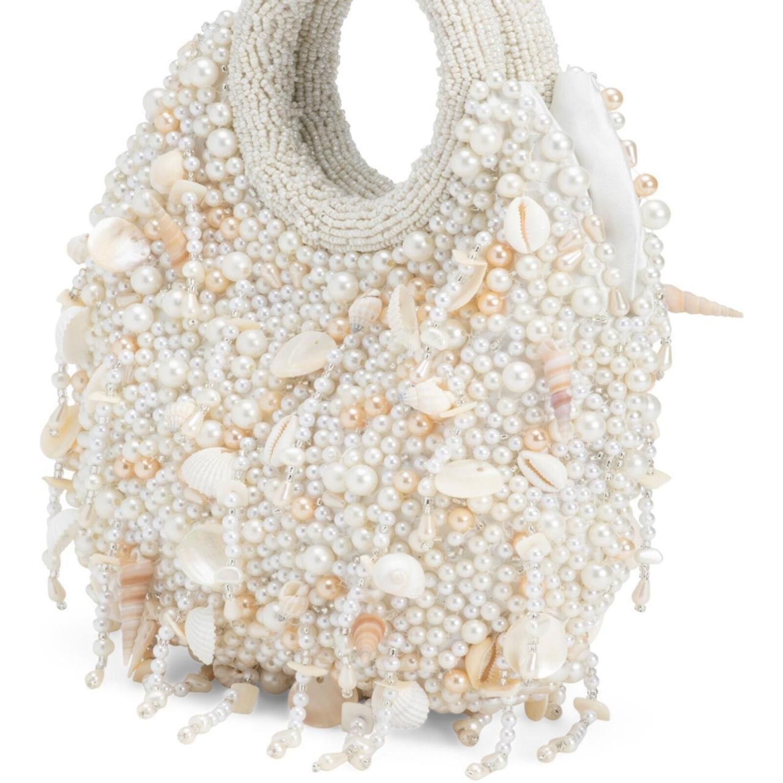 Marsell TikTok Viral Cream Pearl and Shell Seashell Beaded Bag Size ONE SIZE - 4 Thumbnail