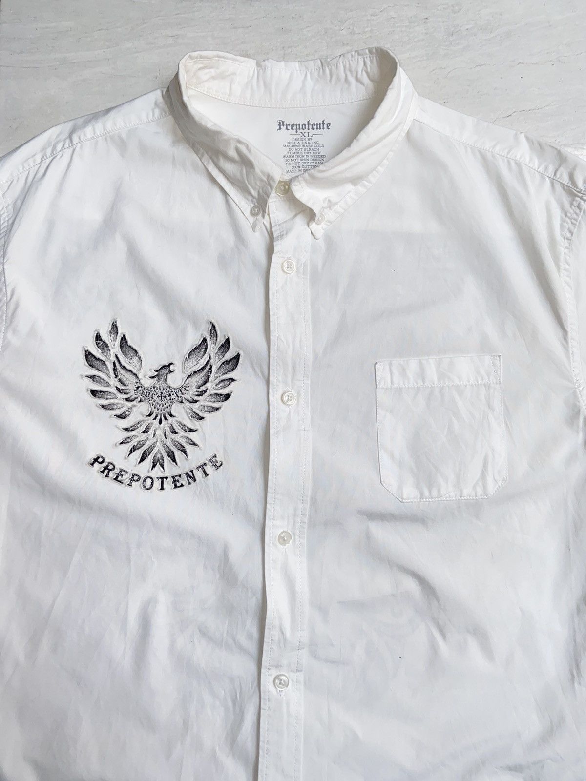Issey Miyake × Japanese Brand × Vintage PREPOTENTE White Motive Shirt Size US L / EU 52-54 / 3 - 11 Thumbnail
