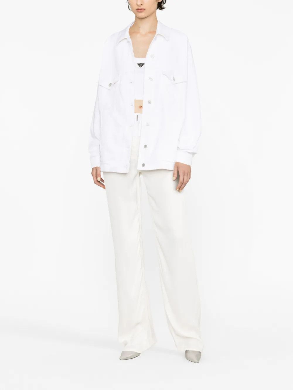 Givenchy o1w1db10325 Oversize Denim Jacket in White Size M / US 6-8 / IT 42-44 - 2 Thumbnail