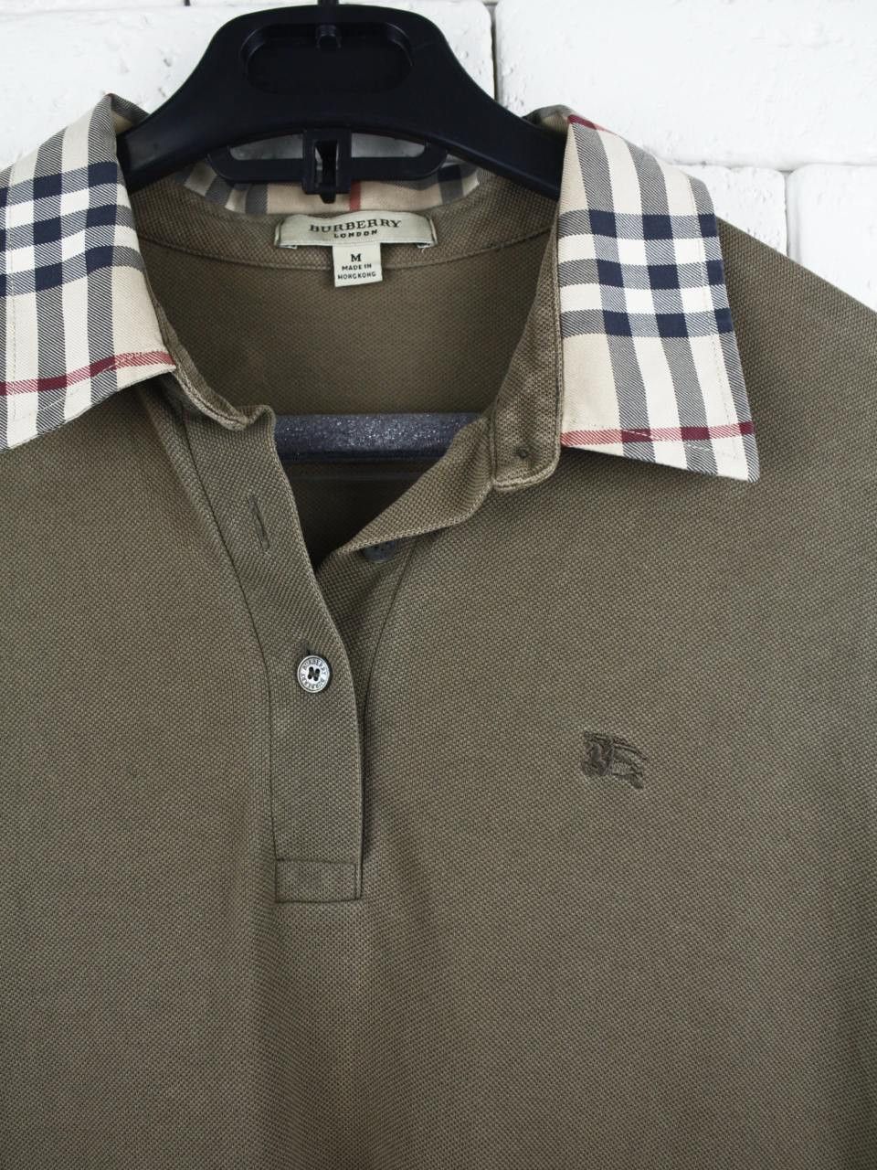 Burberry Burberry Olive Green Polo Shirt Nova Check Collar Vintage Size US S / EU 44-46 / 1 - 3 Thumbnail