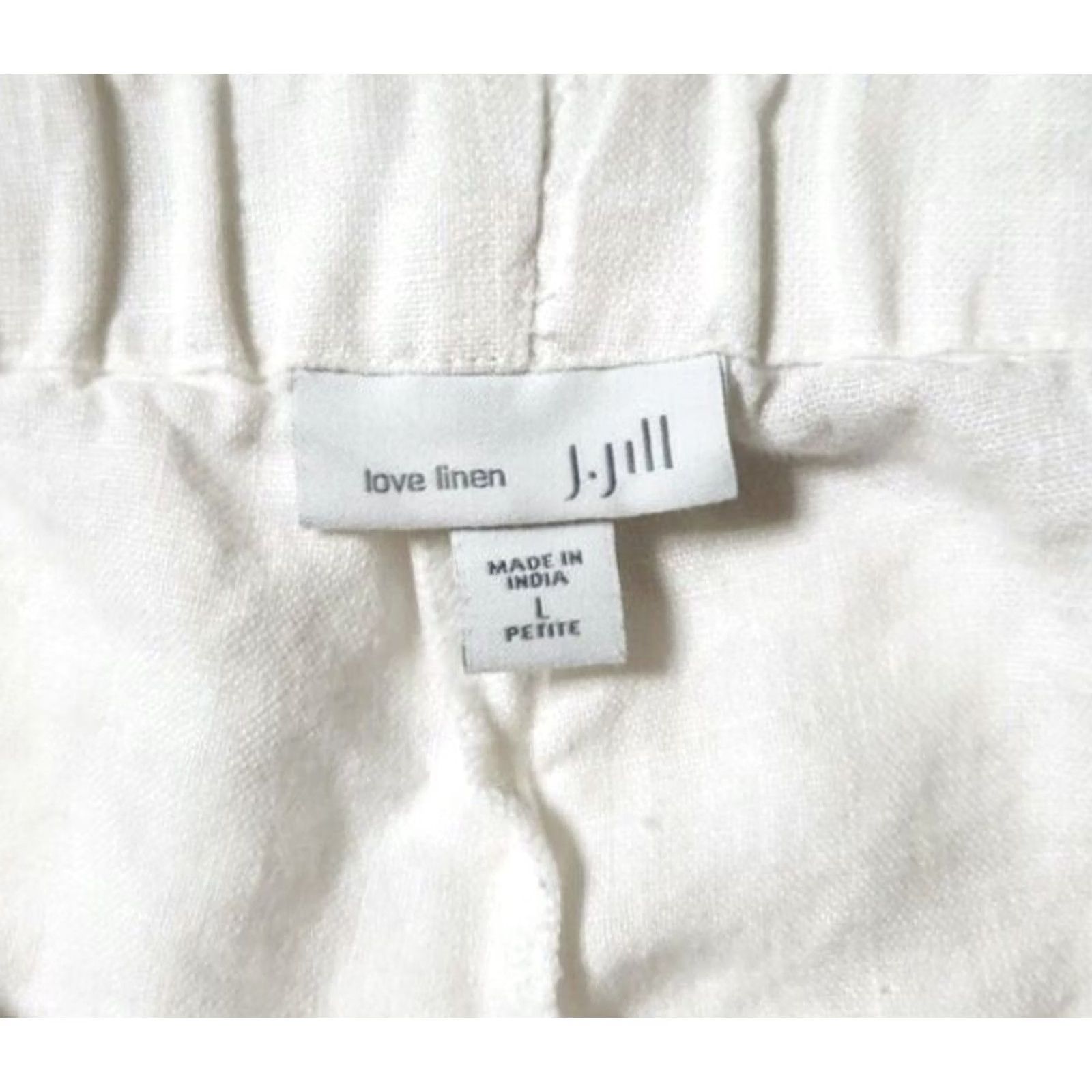 J. Jill J Jill Petite L Pants White 100% Linen Wide Leg Cropped Pockets Flat Front Womens Size 36" / US 14 / IT 50 - 6 Thumbnail