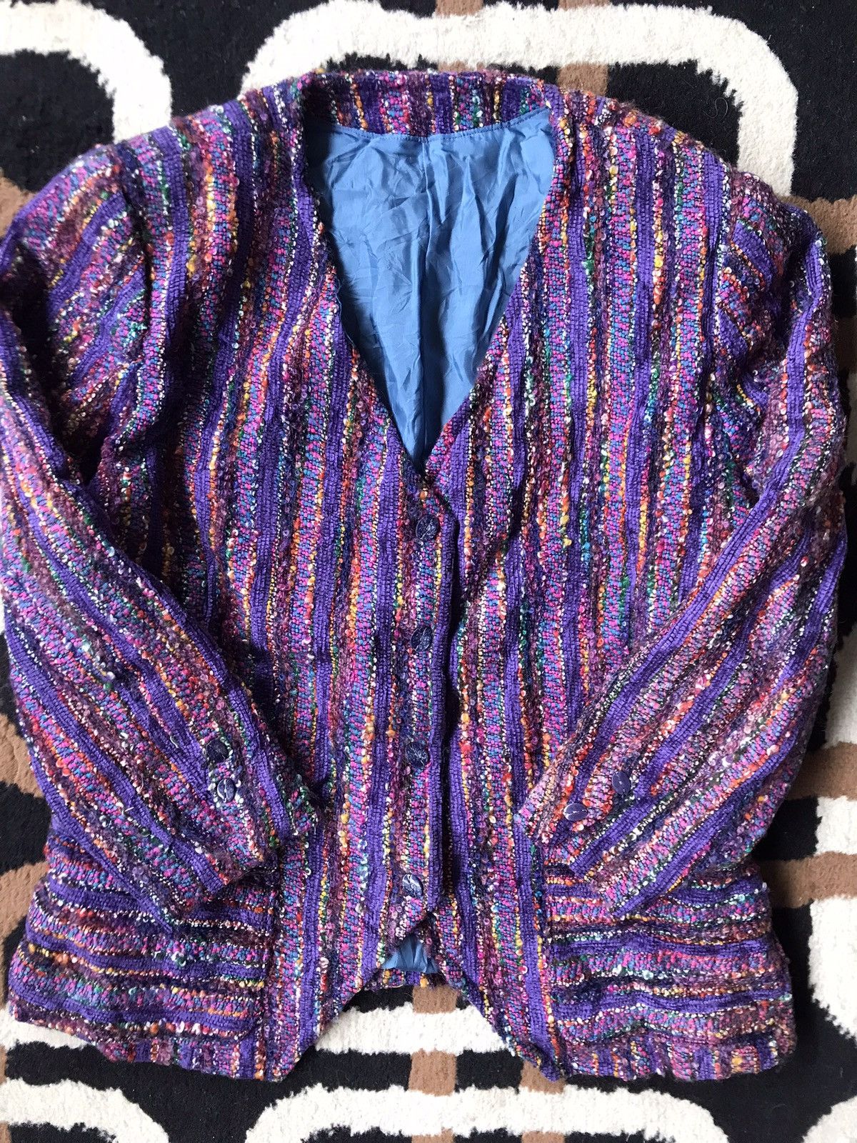 Japanese Brand × Vintage VTG Rainbow Stripe Blazer for Women Size M / US 6-8 / IT 42-44 - 8 Thumbnail