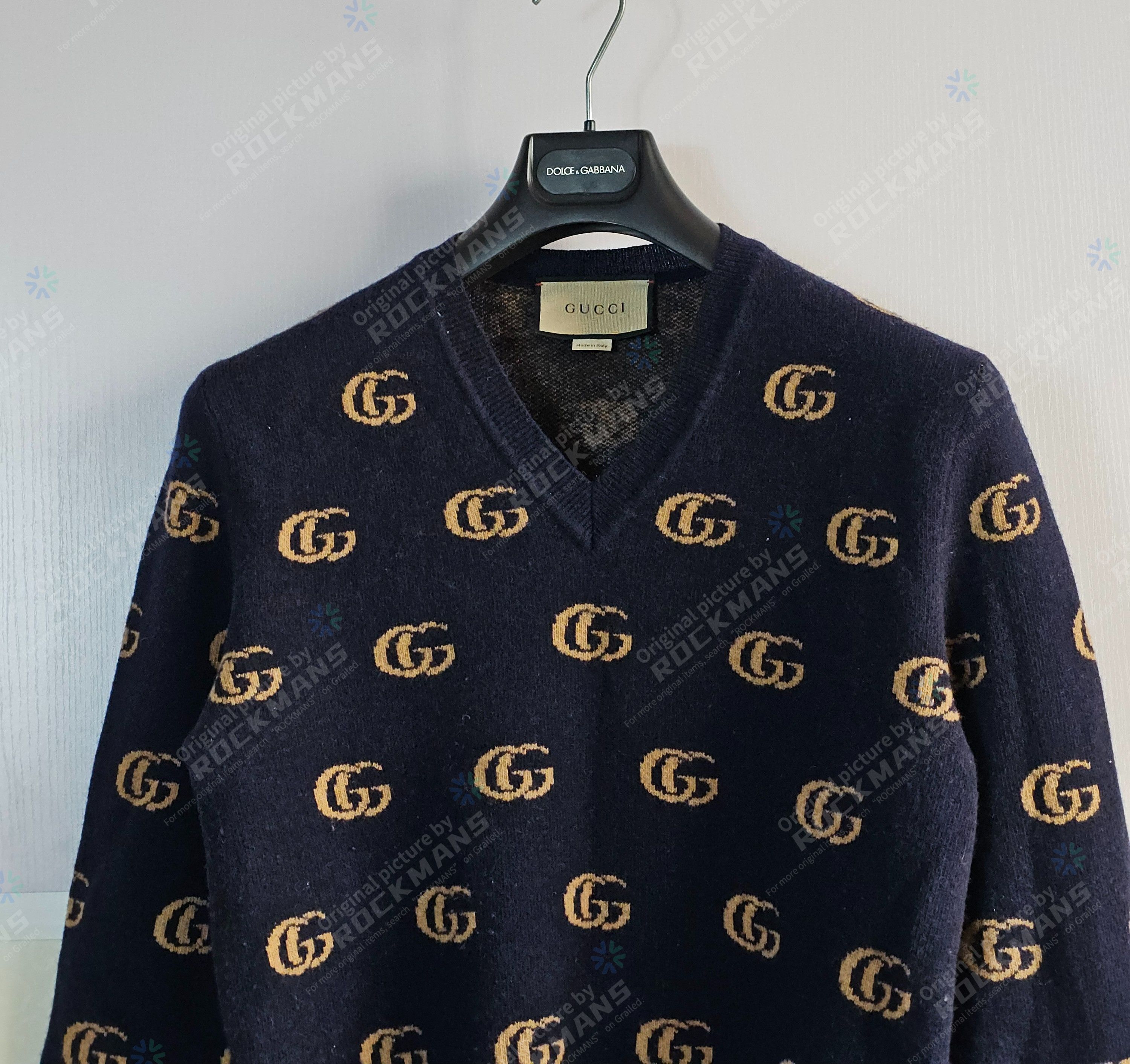 Gucci Gucci Unisex V-Neck Jacquard GG Wool Sweater XS like S/M Size US XS / EU 42 / 0 - 3 Thumbnail