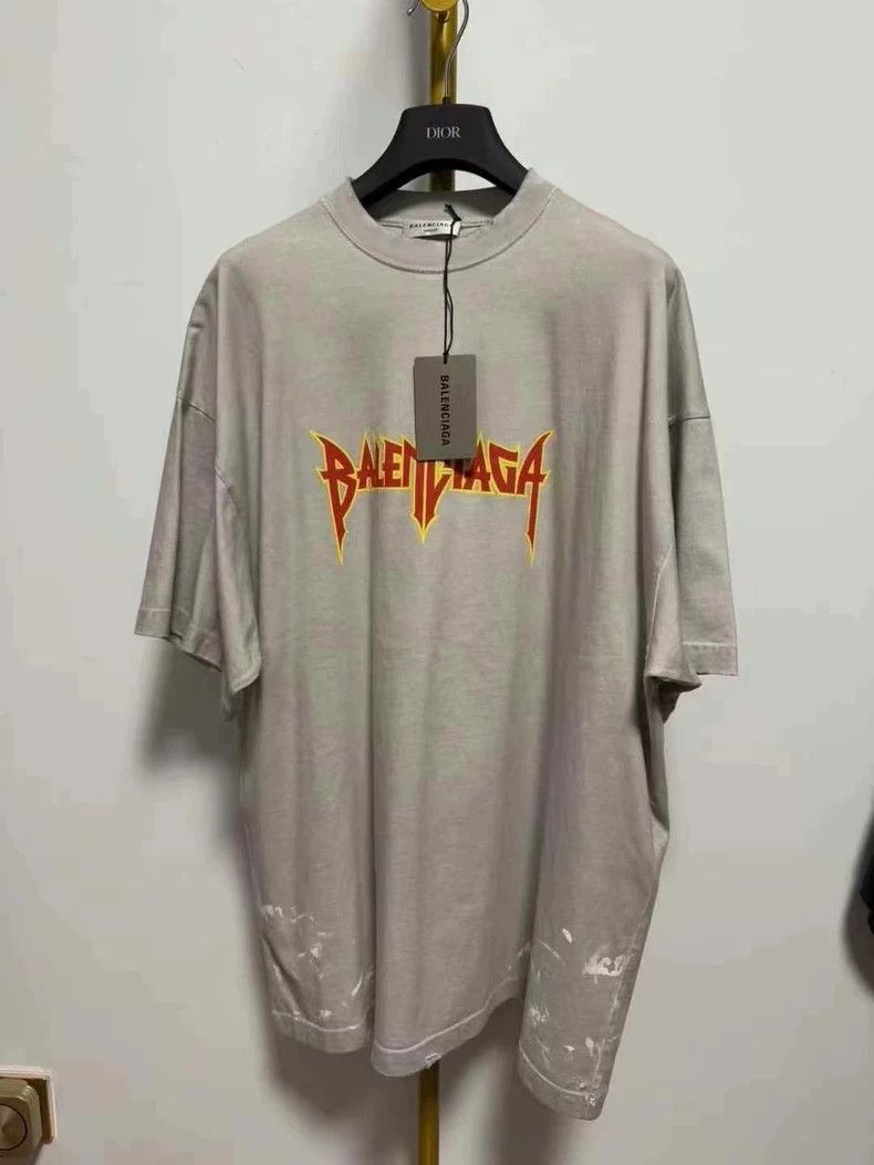 Balenciaga Balenciaga Flame Splash Ink Short Sleeve Beige Size US M / EU 48-50 / 2 - 1 Thumbnail