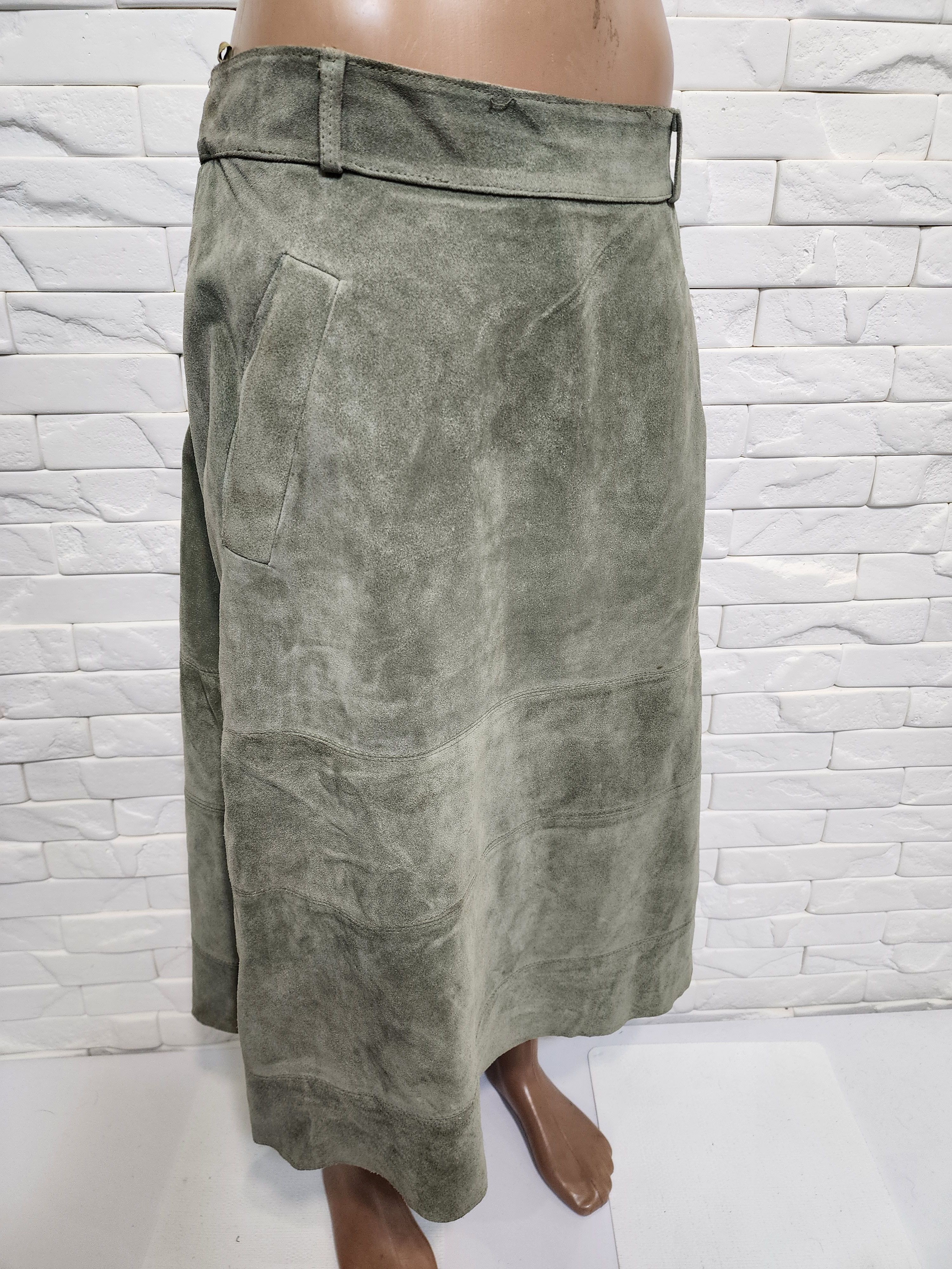 Genuine Leather Gray Suede Maxi Skirt. Size 32" / US 10 / IT 46 - 2 Thumbnail