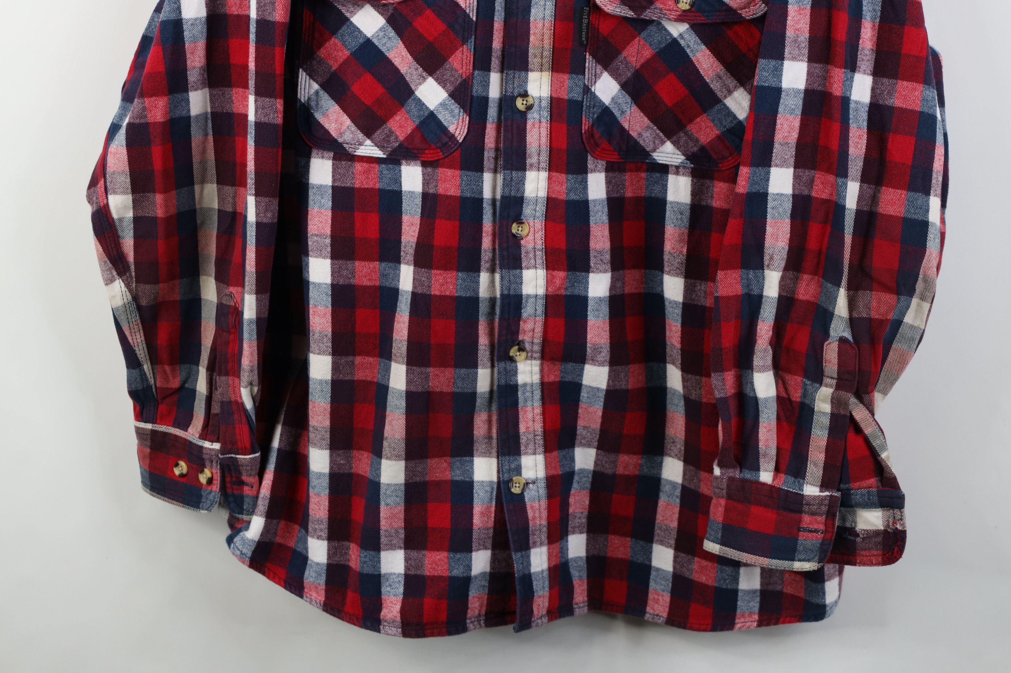 FiveBrother Vintage 90s Five Brother Flannel Button Shirt Plaid Size US XXL / EU 58 / 5 - 3 Thumbnail