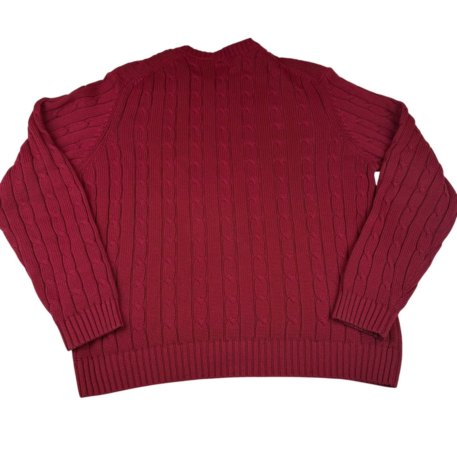 Brooks Brothers Brooks Brothers Cable Knit Cotton Sweater Burgundy L Size US L / EU 52-54 / 3 - 2 Thumbnail
