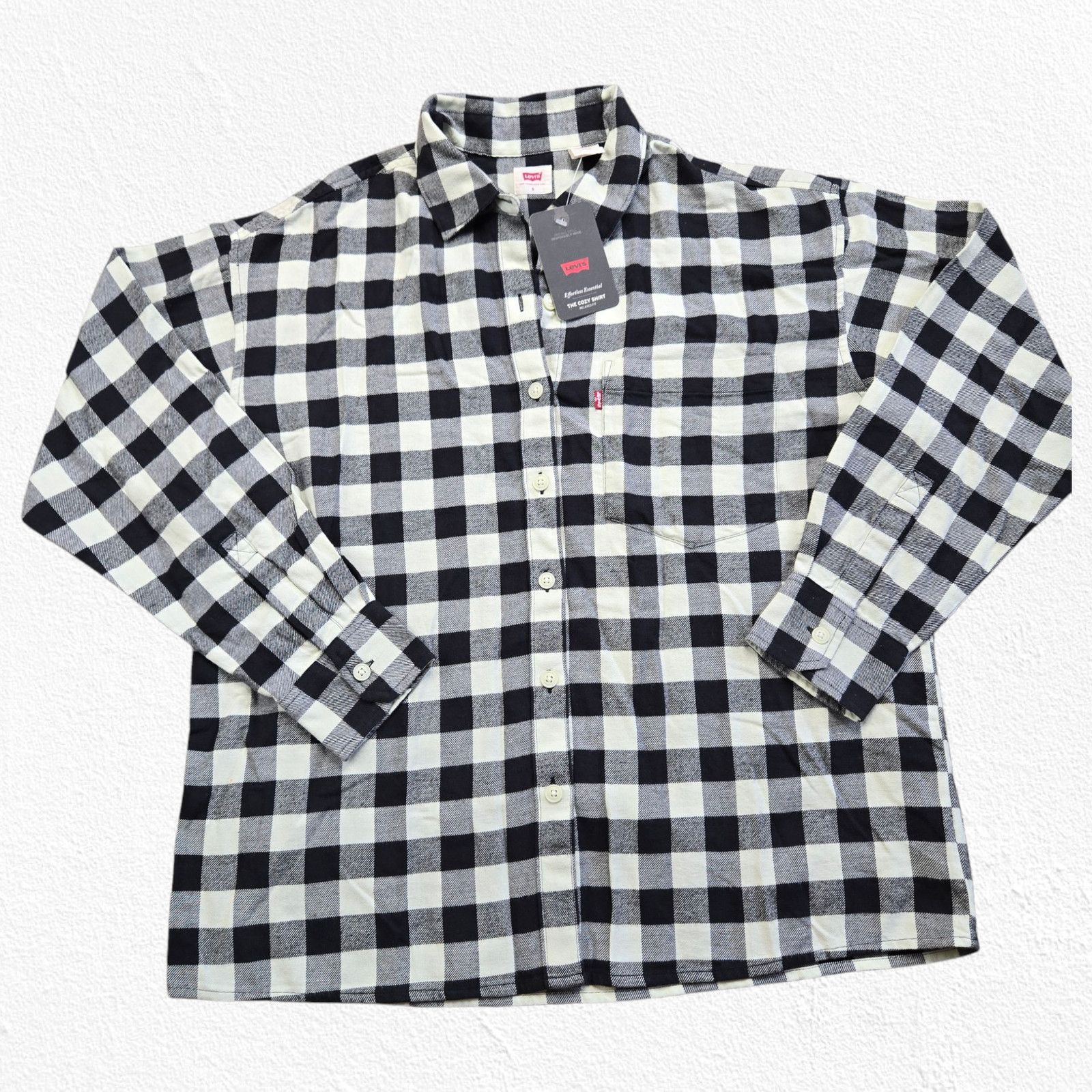 Levi's Levi's Black White Plaid Flannel Top Size Small Size S / US 4 / IT 40 - 2 Thumbnail