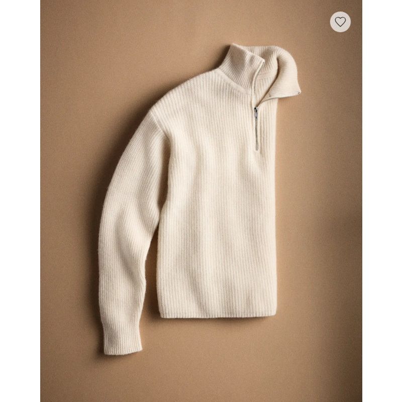 Quince Mongolian Cashmere Fisherman Quarter Zip Sweater Ivory Large Size L / US 10 / IT 46 - 5 Thumbnail