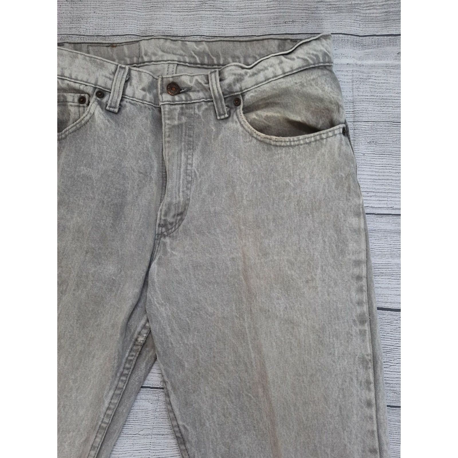 Levi's VINTAGE Levi's 506 Jeans Mens Gray Denim 34X36 80s Distressed Straight Regular 32W 34L USA Levi's 500 Series Size US 32 / EU 48 - 3 Thumbnail