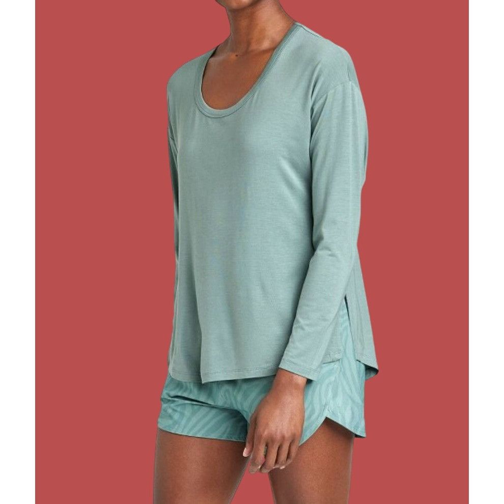 Other All In Motion - Women's Side Slit Long Sleeve Top - Green - Size XS / US 0-2 / IT 36-38 - 1 Thumbnail