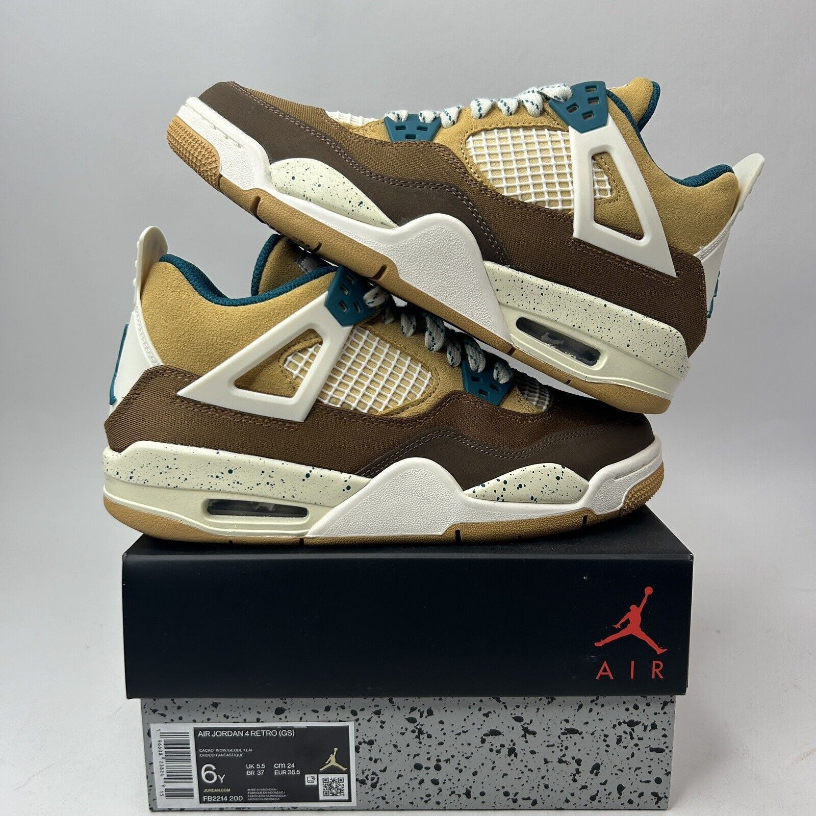 Jordan Brand Nike Air Jordan 4 Retro GS “Cacao Wow/Brown Teal” 2023 Size US 7.5 / IT 37.5 - 1 Thumbnail