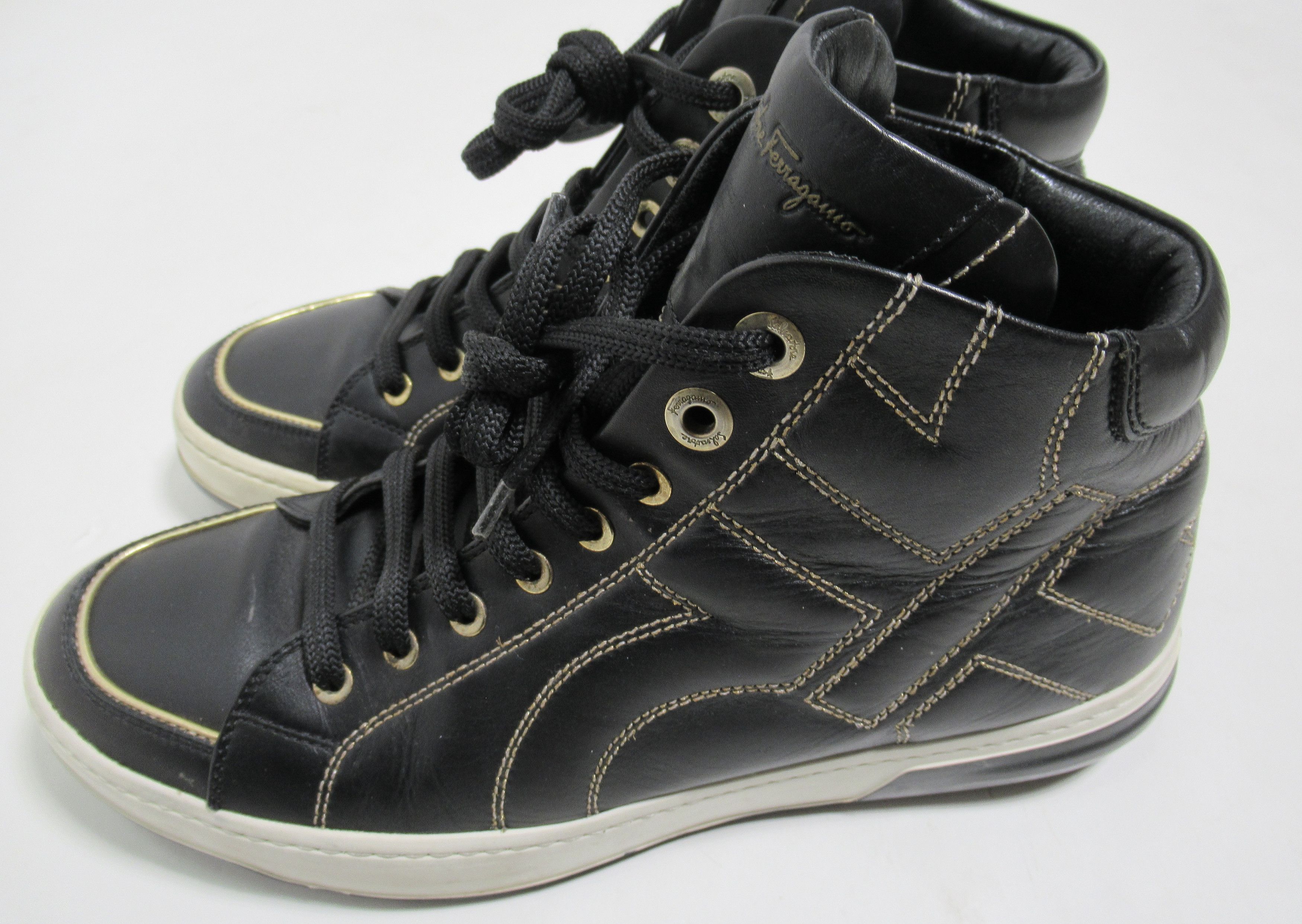 Salvatore Ferragamo Salvatore Ferragamo Stitched Gancini High-Top Sneaker Size US 8 / EU 41 - 7 Thumbnail
